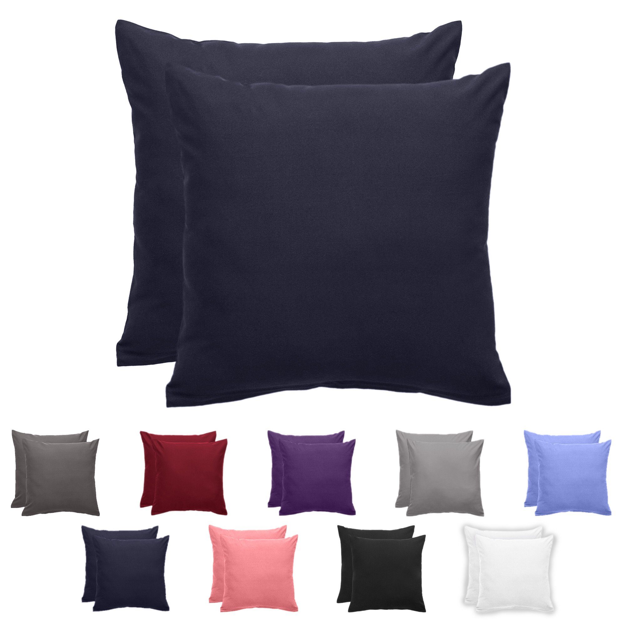 Komfortec Kissenbezug Premium Kopfkissenbezug, gebürstet 100% Mikrofaser 90g/m², (2 Stück), 40x40 cm mit Reißverschluss, Superweiches Kissenhülle Set