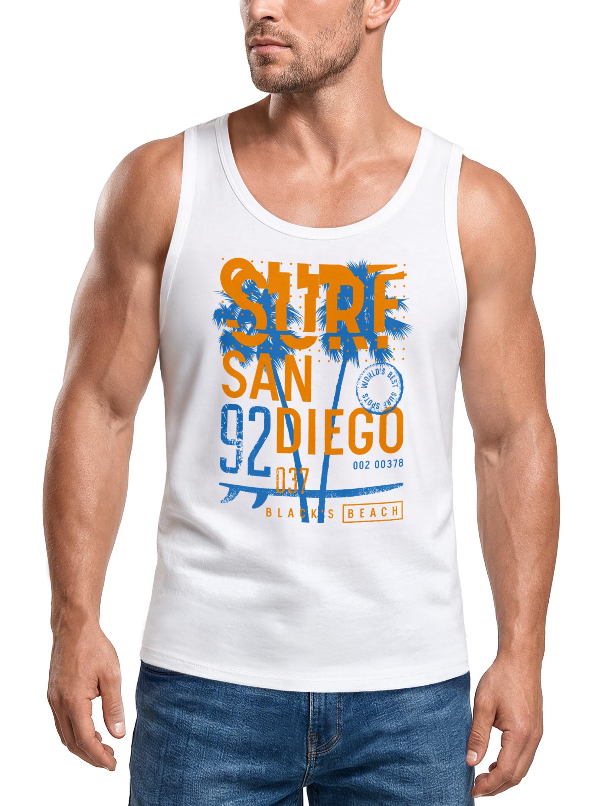 Neverless Tanktop Herren Tank-Top Surf Design San Diego Palmen Beach Strand Sommer mit Print