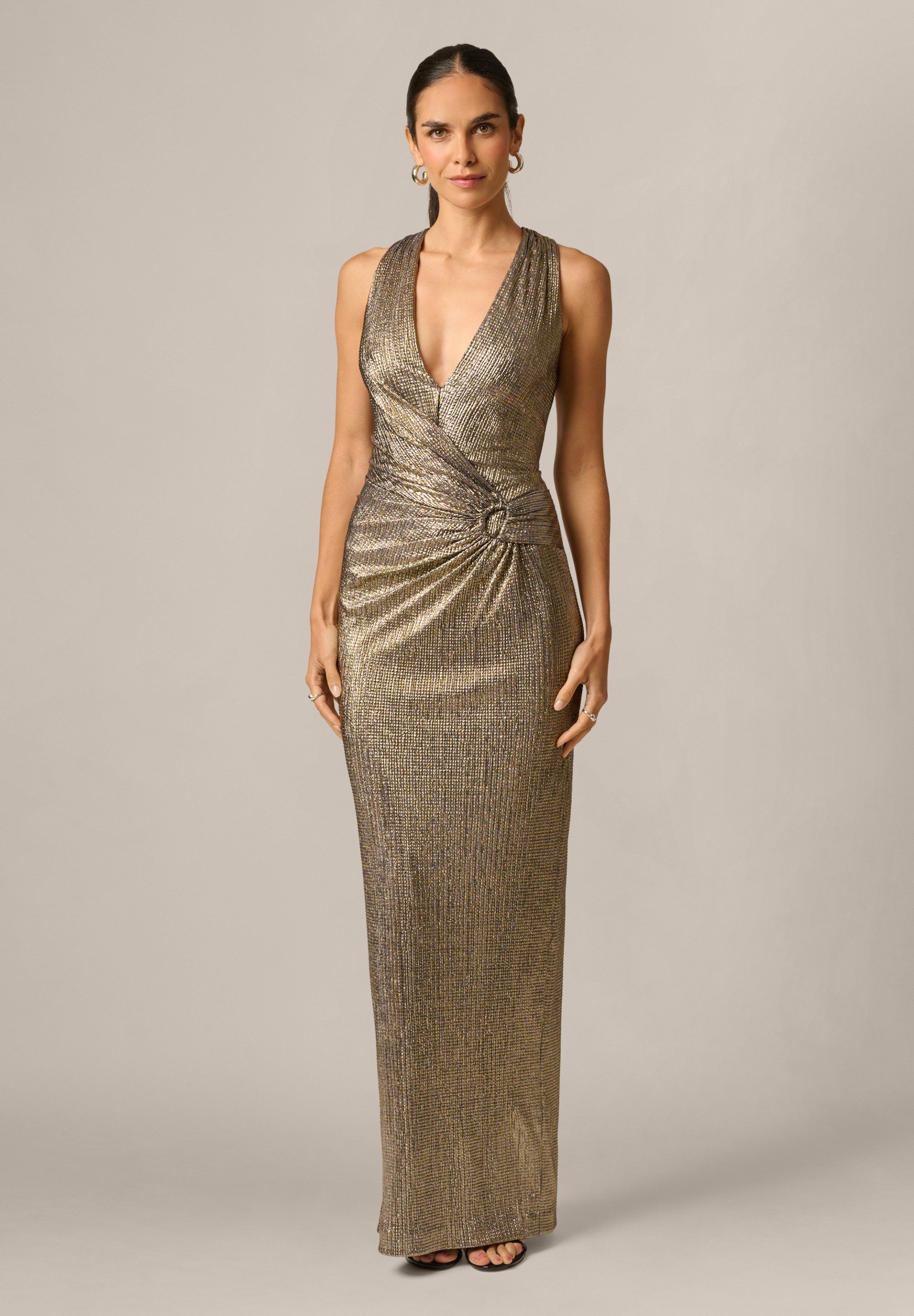 Adrianna Papell Abendkleid Metallic Knit Long Dress Glamouröses, schimmerndes Abendkleid aus Metallic-Strick
