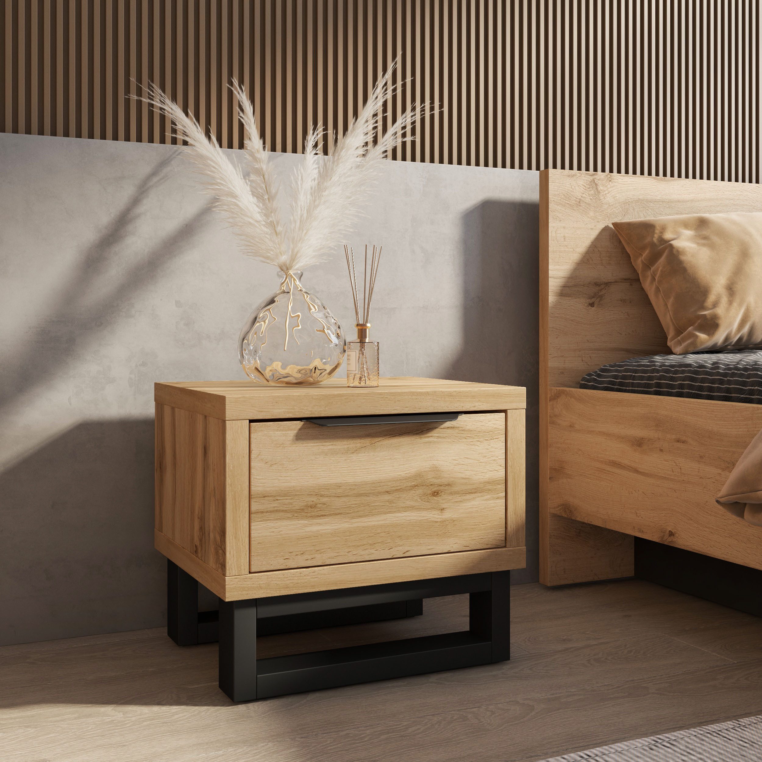 Home affaire Schlafzimmer-Set Bronne,Komplettschlafzimmer (Set,4-St), Schlafzimmer-Set, Schrank 191cm breit, 2xNachtische, Bett180/200cm – Bild 5 von 5