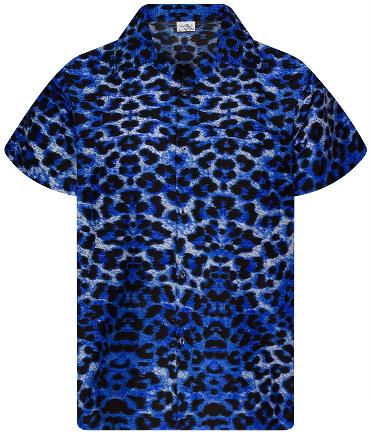 King Kameha Hawaiihemd Leopard Kids Funky Hawaii-Hemd Kinder Kurzarm Front-Tasche Unisex
