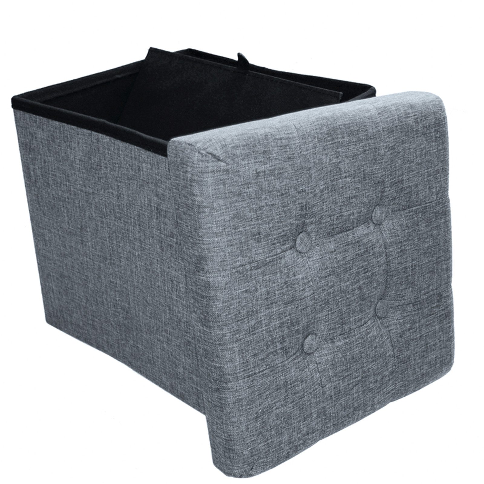 style home Sitzhocker mit Stauraum faltbare Sitzwürfel (Sitztruhe aus Leinen, 38 x 38 x 38 cm Grau), gepolstert Sitzbank Fußhocker für Wohnzimmer Schlafzimmer – Bild 3 von 5