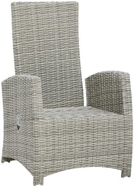 KONIFERA Garten-Essgruppe Monaco, (Set, 16-tlg., 1x2er Sofa, 2x Sessel, 2x Hocker, 1x Tisch 120x70x66cm, inkl. Auflagen), Polyrattan, Aluminium, Rückenlehne verstellbar, Grau