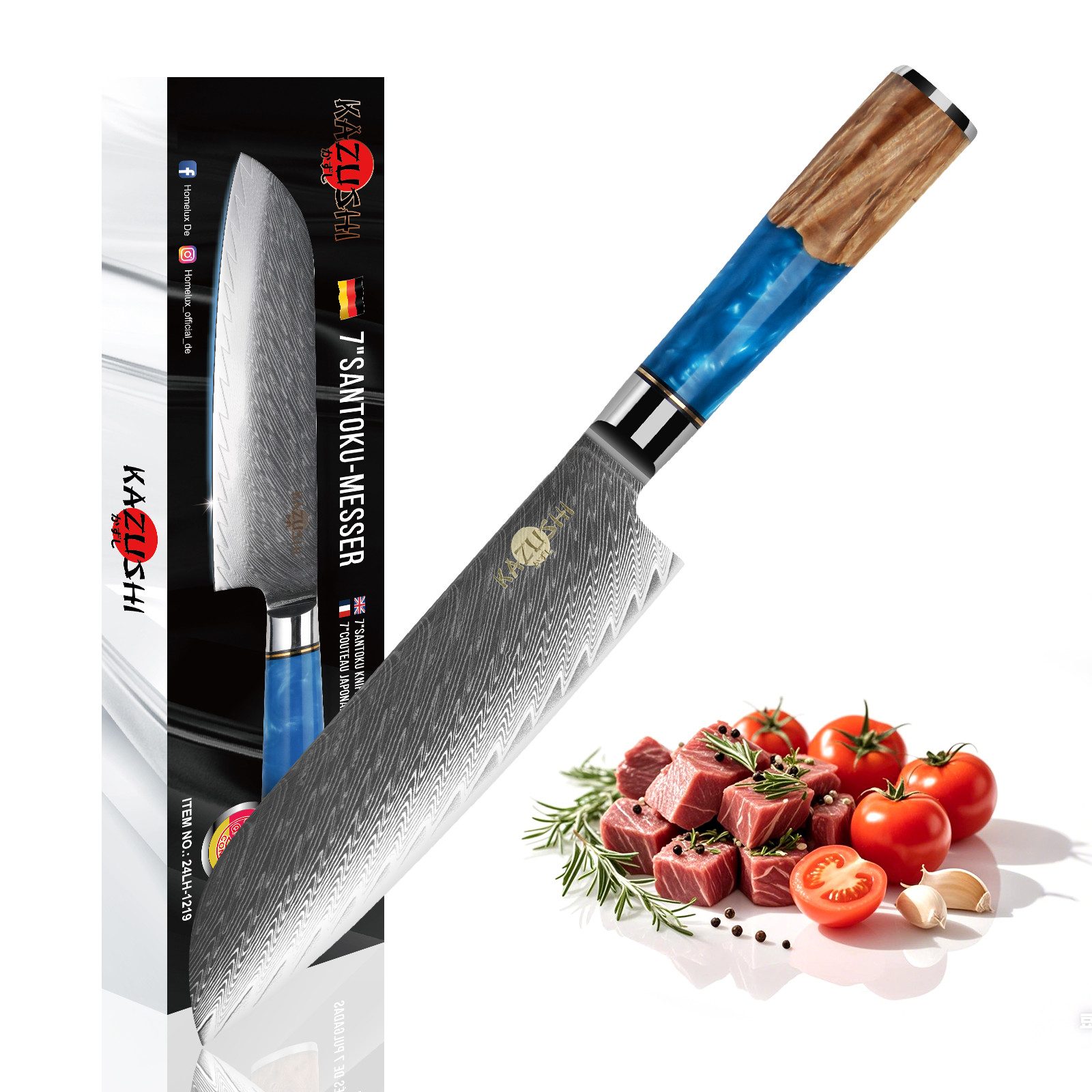 KAZUSHI Kochmesser Professionelles Santoku-Messer/Universalmesser, Superscharfes, Versatile Kochmesser, Fleisch / Gemüse / Obst usw