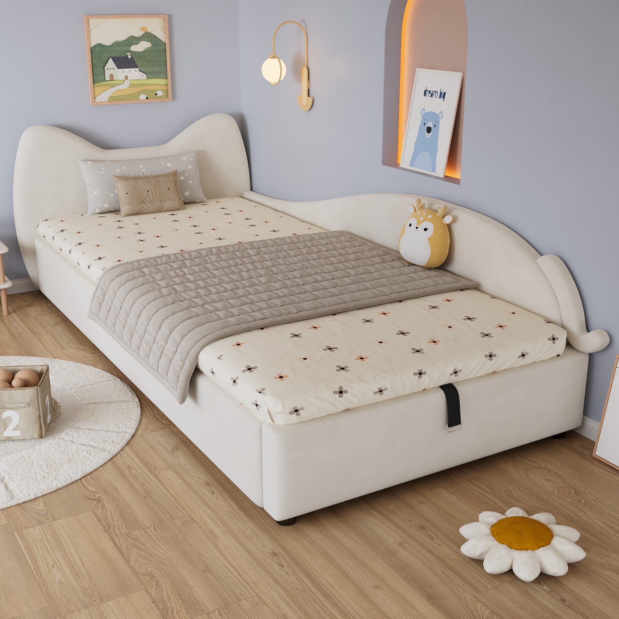 STILVORA Schlafsofa 90×200 mit Seitenplatte,Kinderbett Bettgestell mit Bett günstig online kaufen