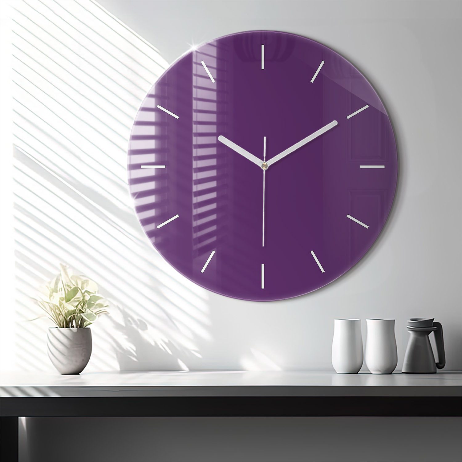 Tulup Wanduhr Glasrunde Uhr Moderne Glaswanduhr 60cm Uhr aus Gehärtetem Glas