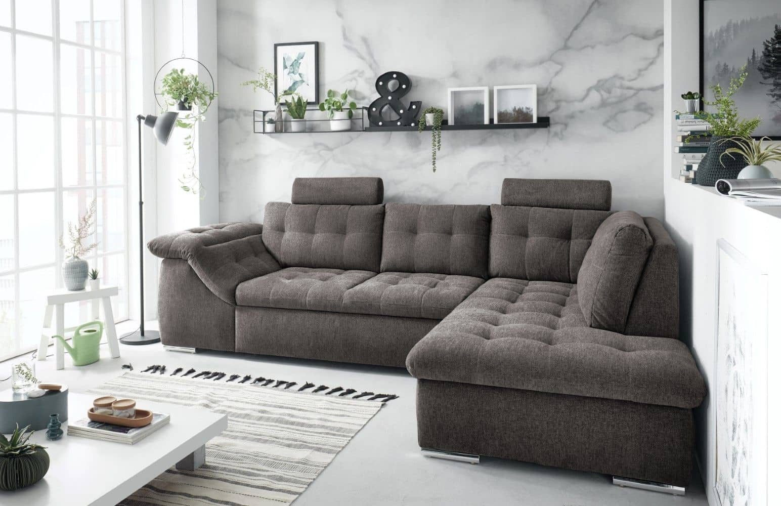ED EXCITING DESIGN Ecksofa Oman, mit Schlaffunktion, Kopflehnen, Armlehnenfunktion