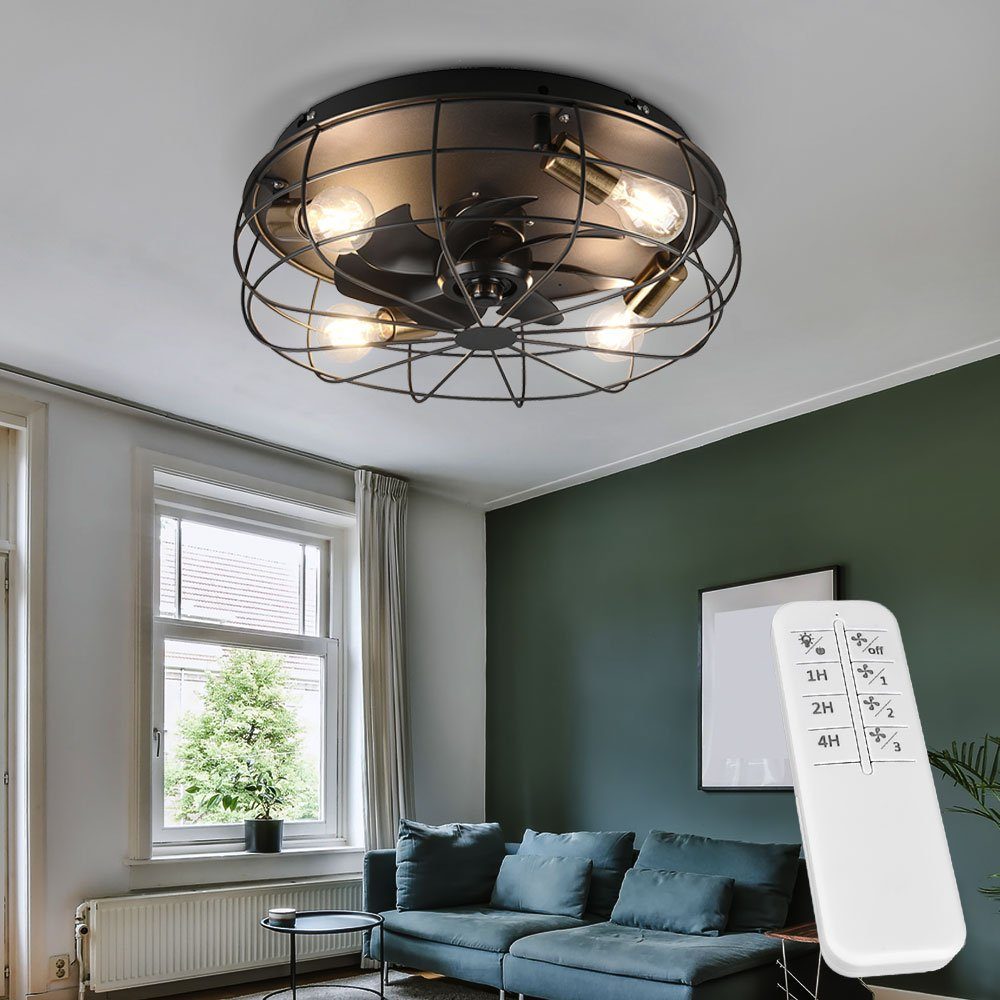 Deckenlampe mit schwarz-matt Deckenventilator Deckenventilator, Fernbedienung etc-shop