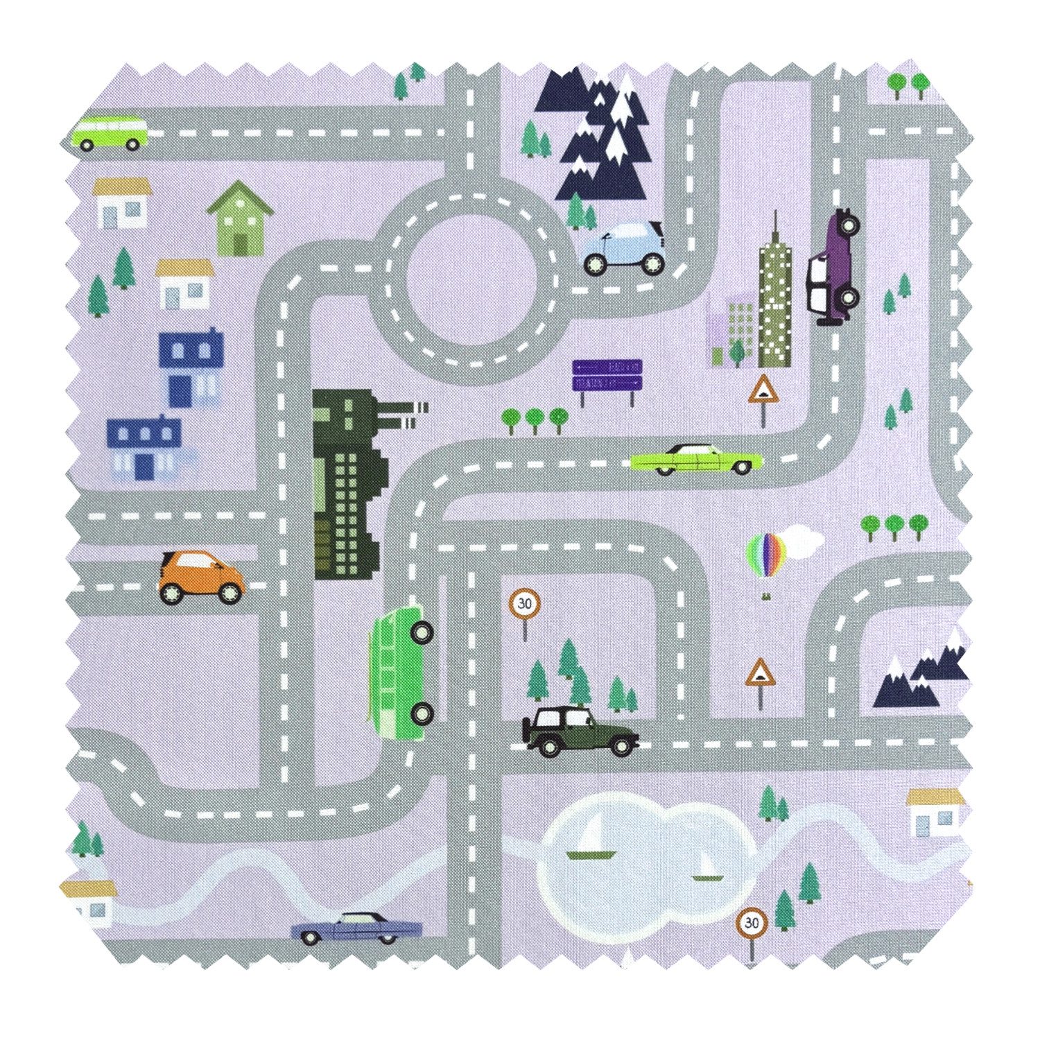 novely® Stoff HANAU AUTO - Möbelstoff mit Auto- und Straßenmotiv, Robust, Pflegeleicht, Waschbar, Meterware, 1lfm