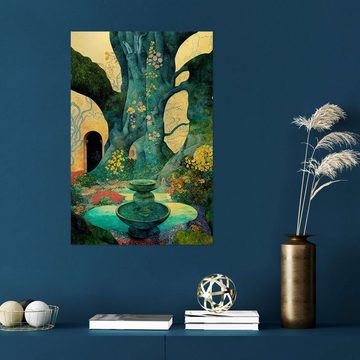 Posterlounge Wandfolie Mariusz Flont, Der Brunnen und der Baum, Illustration