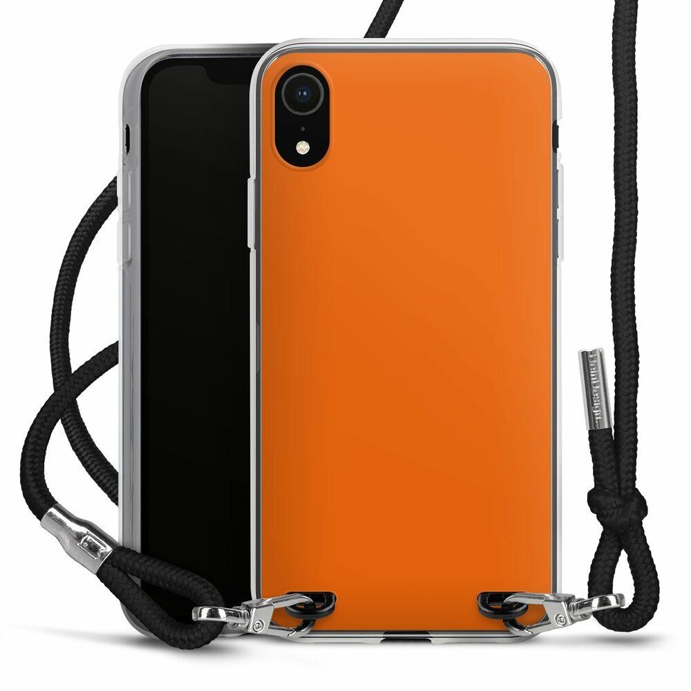 DeinDesign Handyhülle einfarbig orange Farbe Mandarine, Apple iPhone Xr  Handykette Hülle mit Band Case zum Umhängen