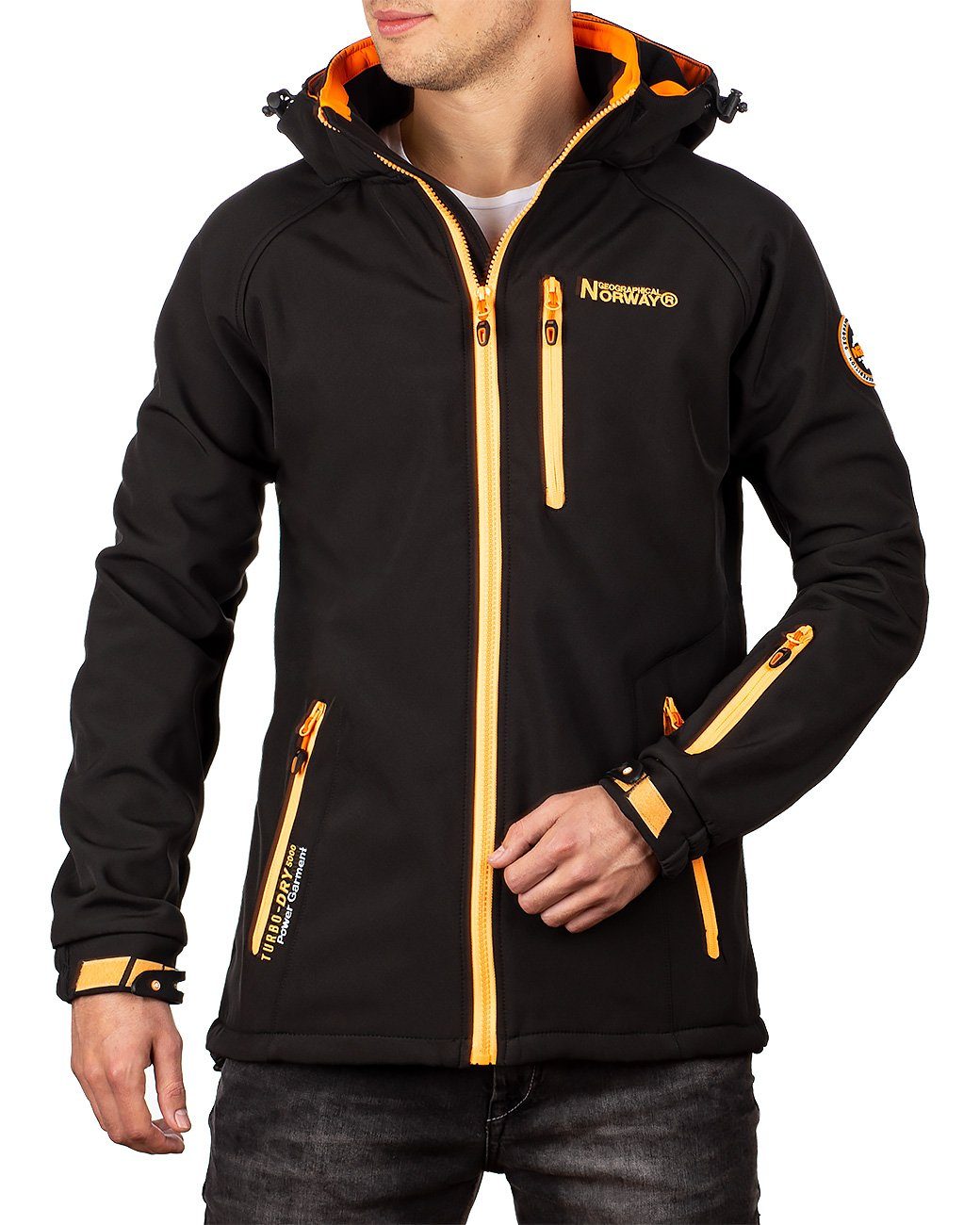Geographical Norway Softshelljacke Herren Regular Fit Jacke batexico Black S zum Wandern mit Kapuze