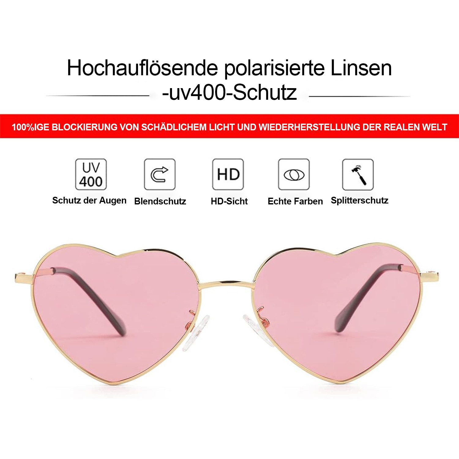 ibettertec Sonnenbrille Sonnenbrille Damen,Unregelmäßige Sonnenbrille,Liebe günstig online kaufen