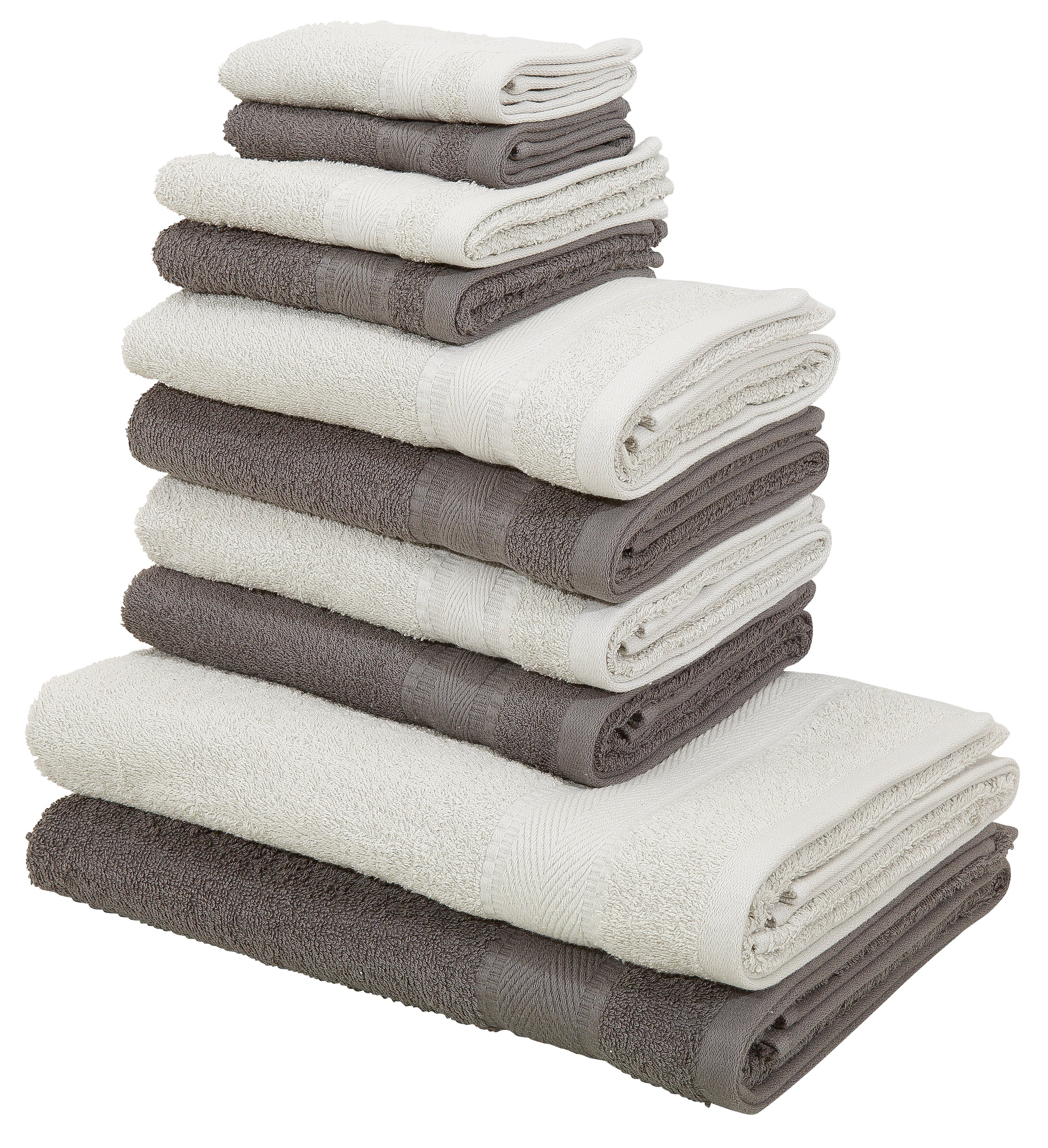 OTTO home Handtuch Set Afri, Duschtücher, Handtücher, Gästetücher, Seiftücher, Walkfrottee (Set, 10-St), zweifarbig, 100% Baumwolle, weich, mit Bordüre