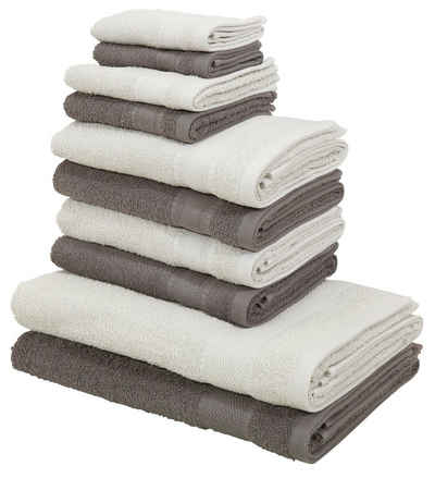my home Handtuch Set Afri, Walkfrottee, (Set, 10-tlg), Handtücher aus 100% Baumwolle, weich, mit Bordüre