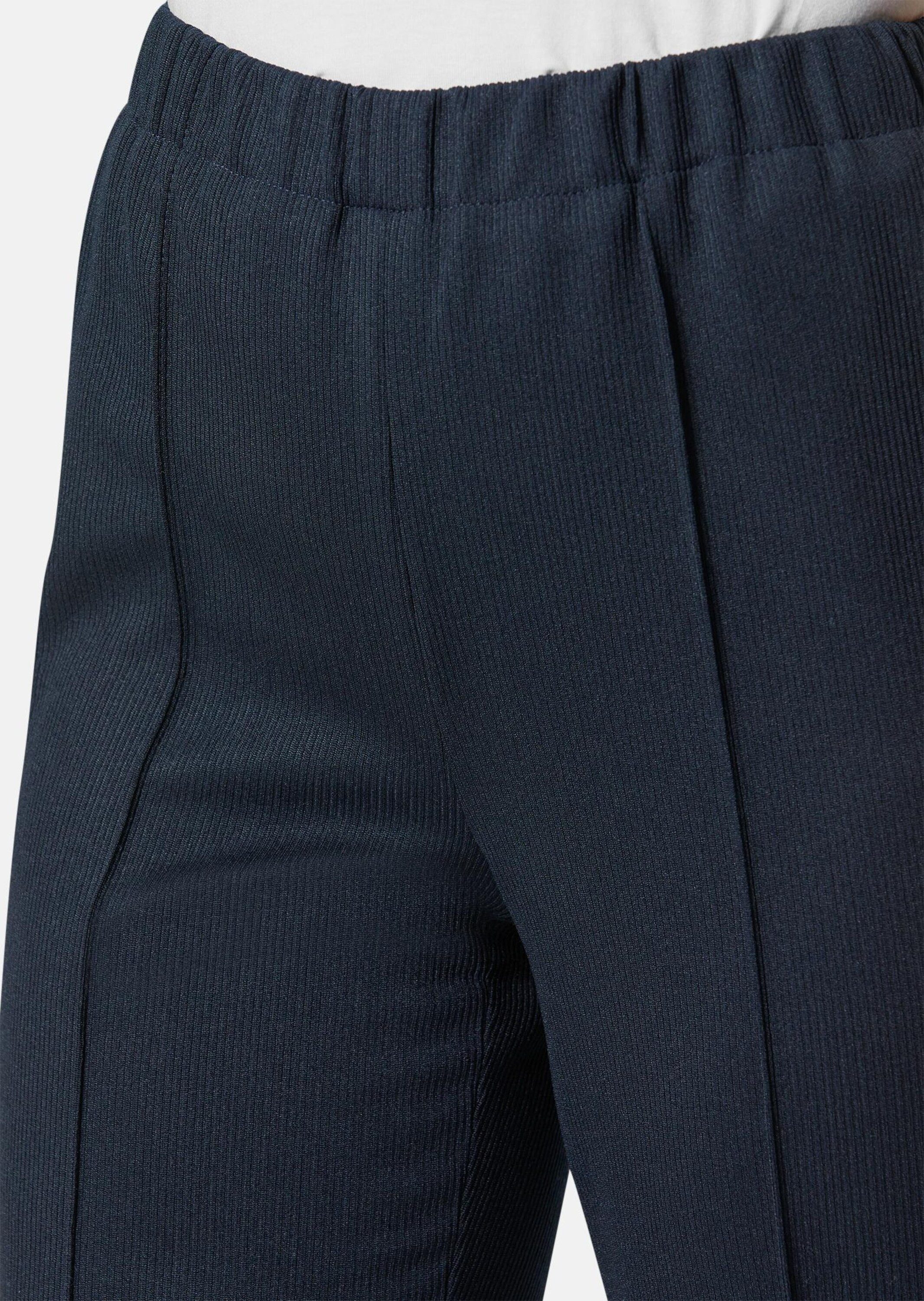 GOLDNER Schlupfhose Rippenhose mit Biesen Bequeme Stretchhose mit Schlupfbund und Knöchellänge