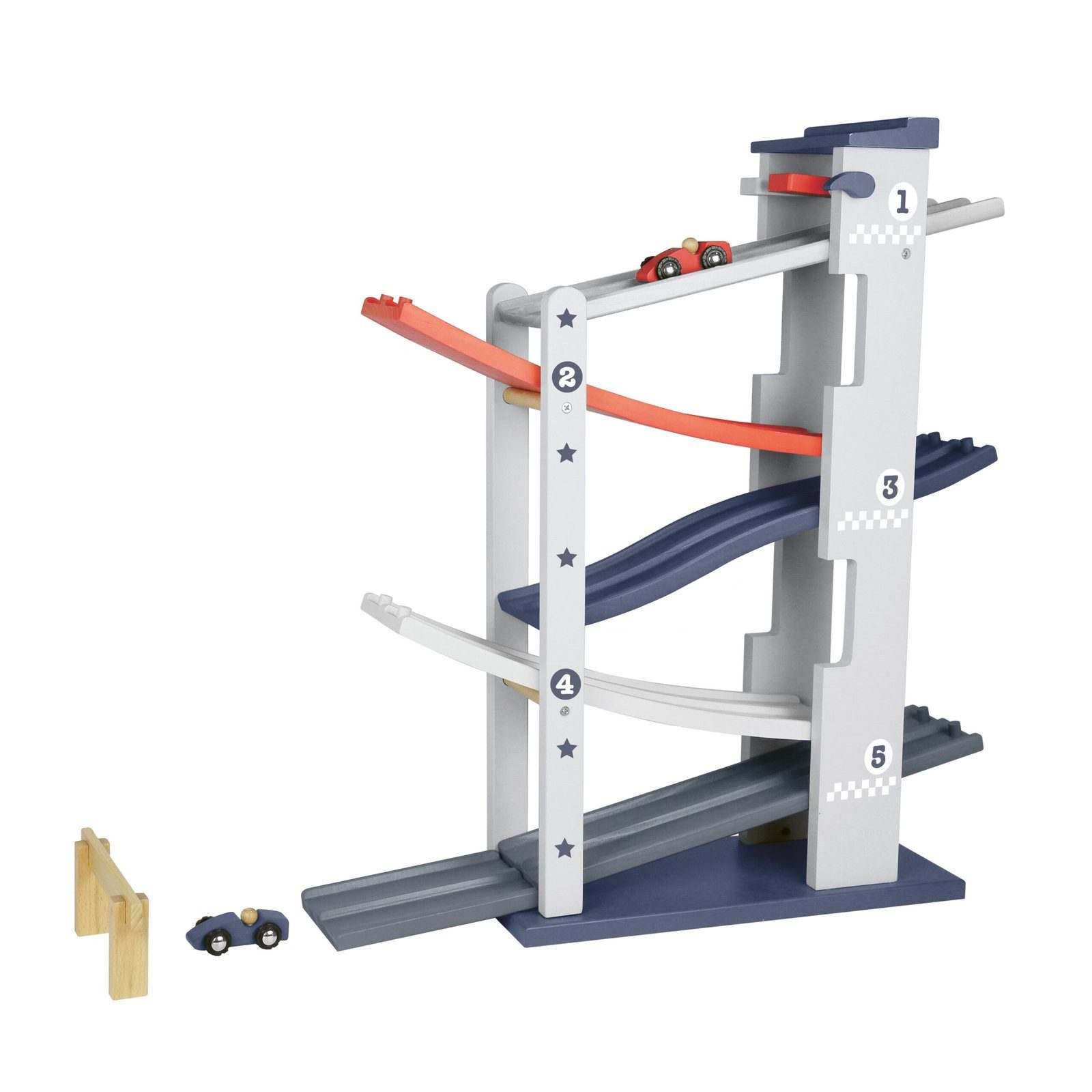 EverEarth® Lernspielzeug Auto-Rennbahn zweispurig aus Holz – Motorikspielzeug