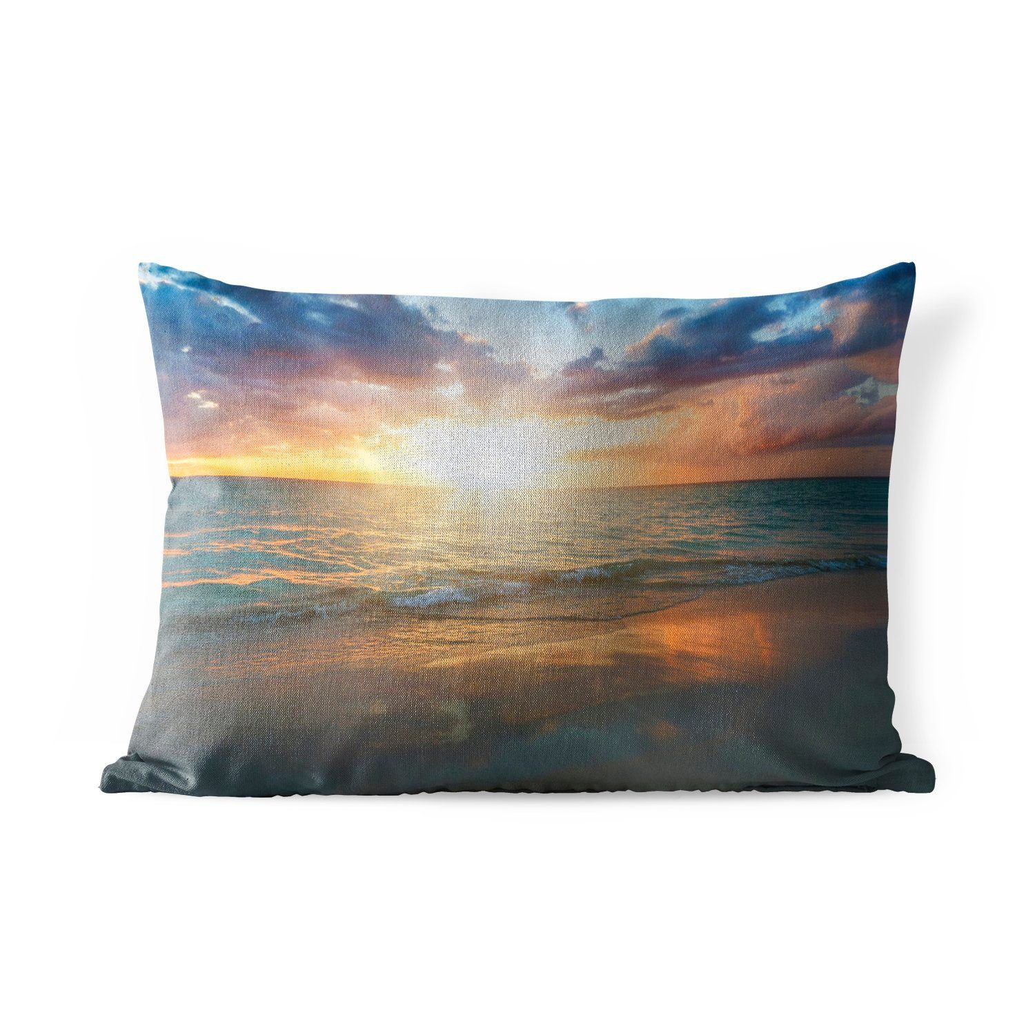 MuchoWow Dekokissen Sonnenuntergang - Wolken - Strand, Outdoor-Dekorationskissen, Polyester, Dekokissenbezug, Kissenhülle