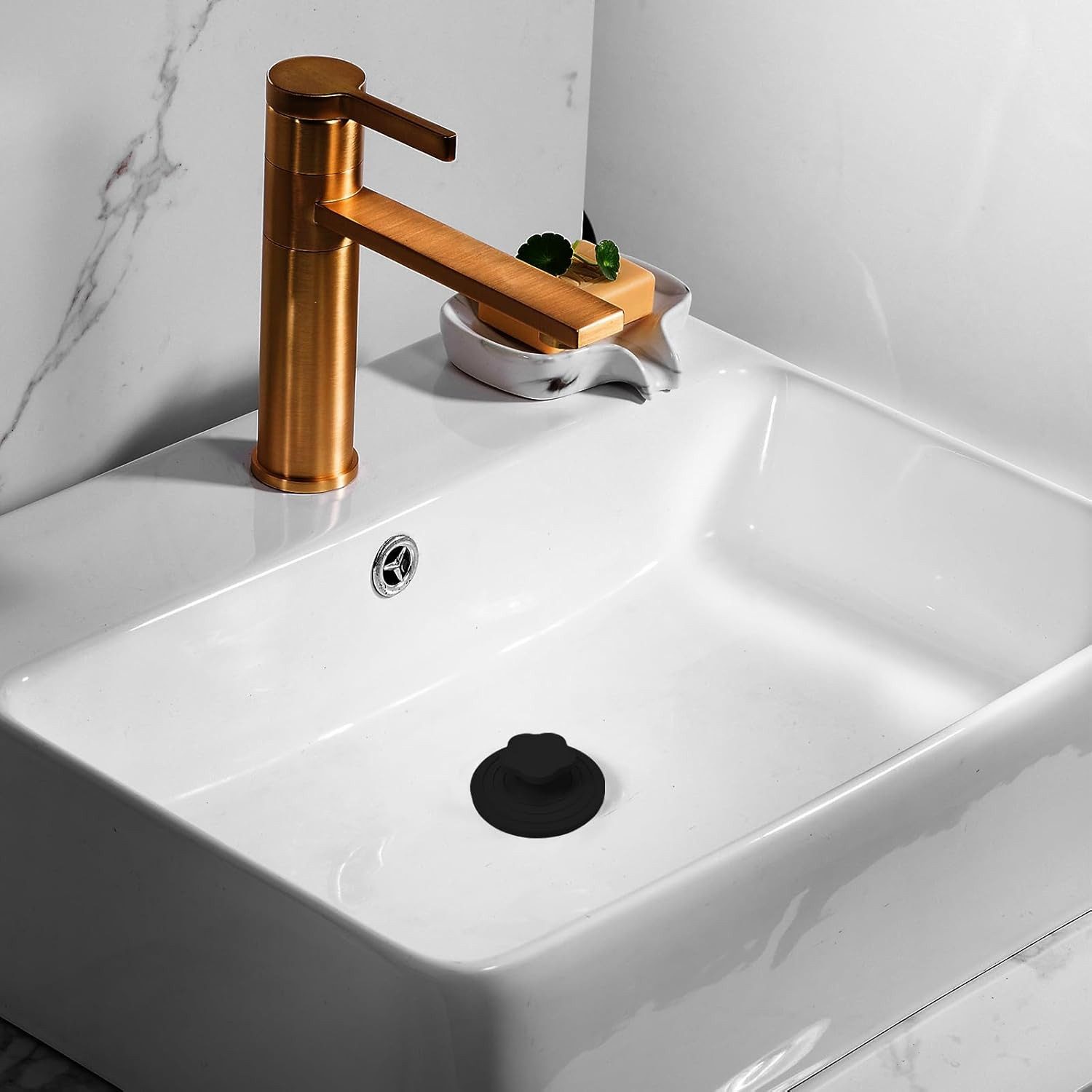Agger Waschbeckenstöpsel 2 Stück Silikon Universal-Stopfen, Badewanne-Abflussstopfen, für Dusche & Spülbecken, Bad und Duschabfluss – Bild 2 von 5