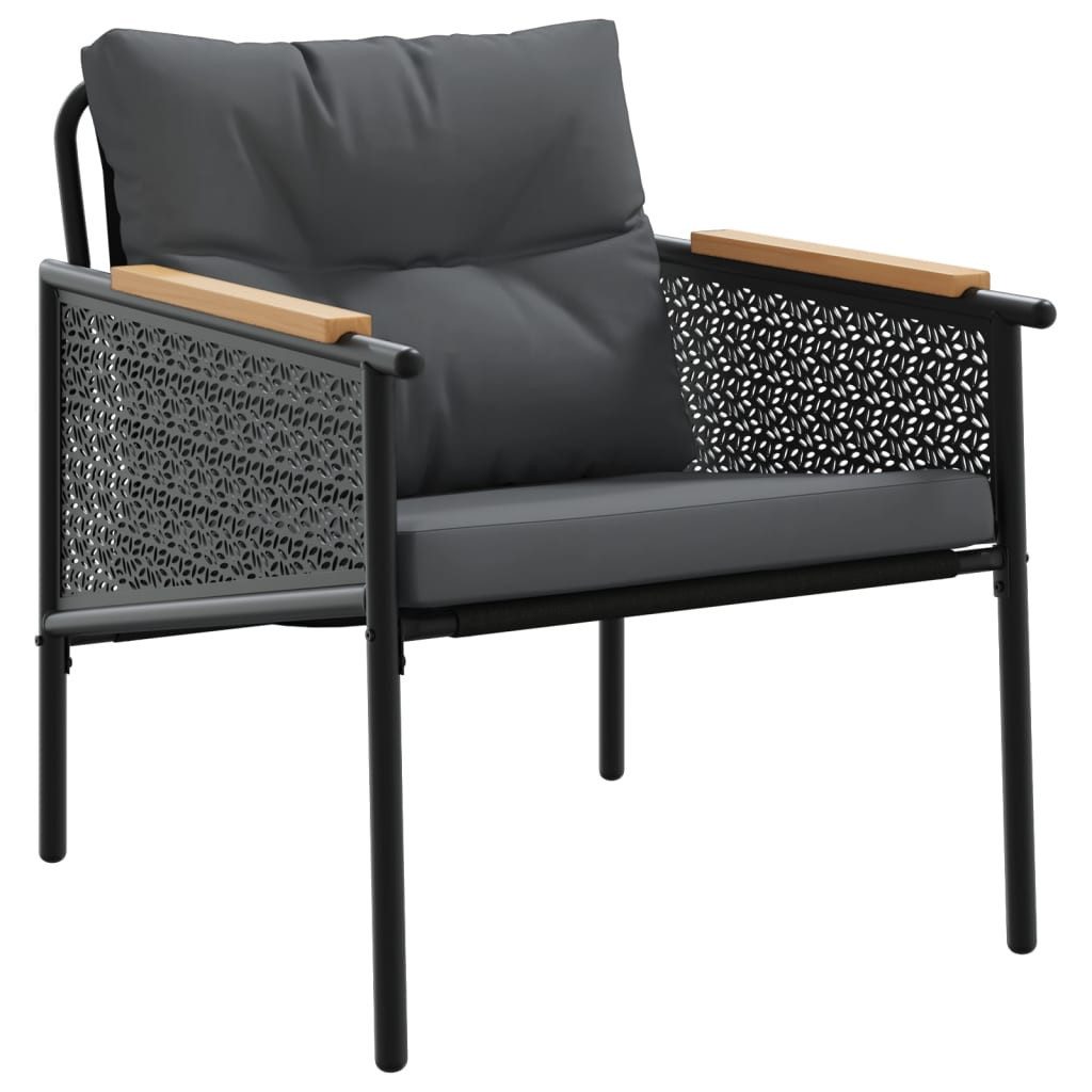 vidaXL Gartenlounge-Set 4-tlg. Balkonmöbel Set mit Kissen Schwarz Stahl, (1-tlg)