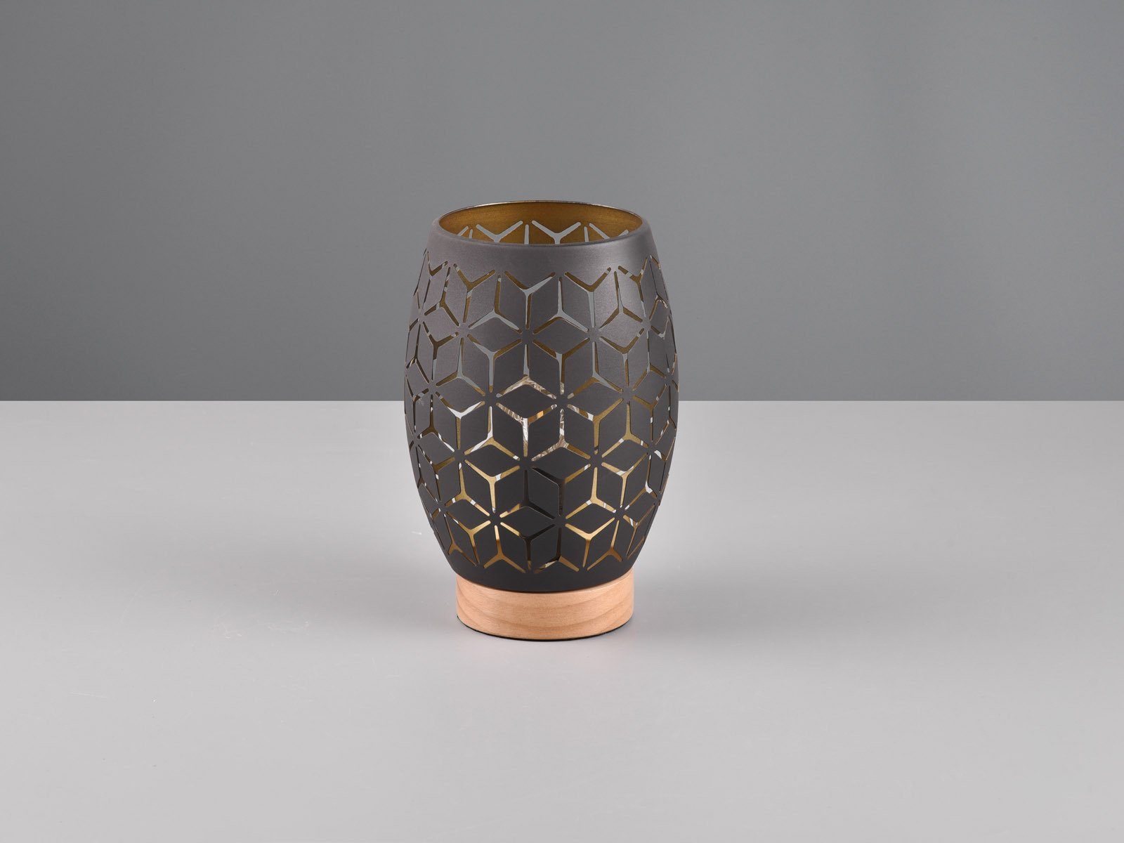 Reality Leuchten LED Nachttischlampe, Dimmfunktion, LED wechselbar, über Schalter in 3 Stufen dimmbar, warmweiß, klein-e besondere mit Holz-fuß für Fensterbank & Wintergarten, H: 21cm