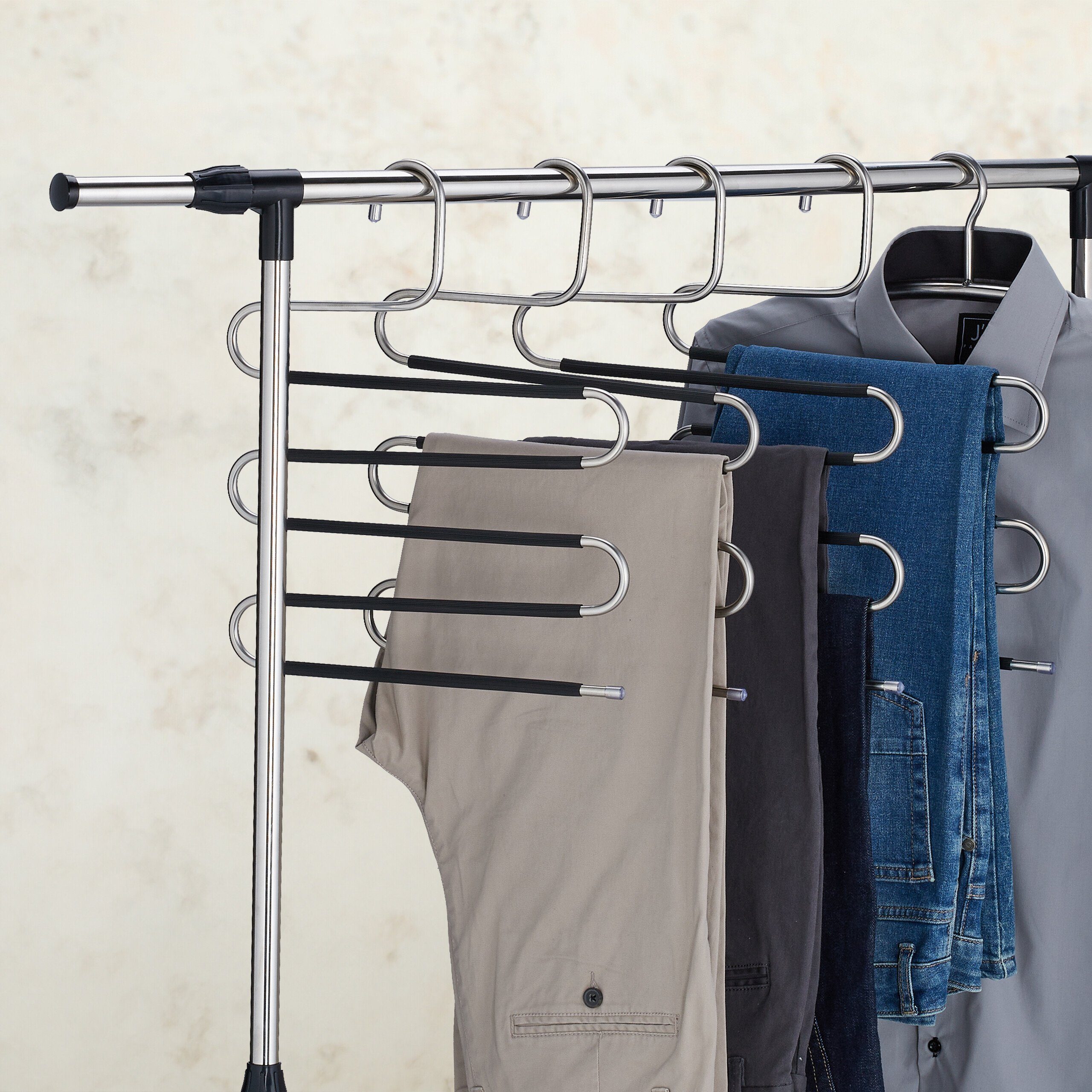 relaxdays Mehrfach-Kleiderbügel Mehrfach Hosenbügel im 4er Set günstig online kaufen