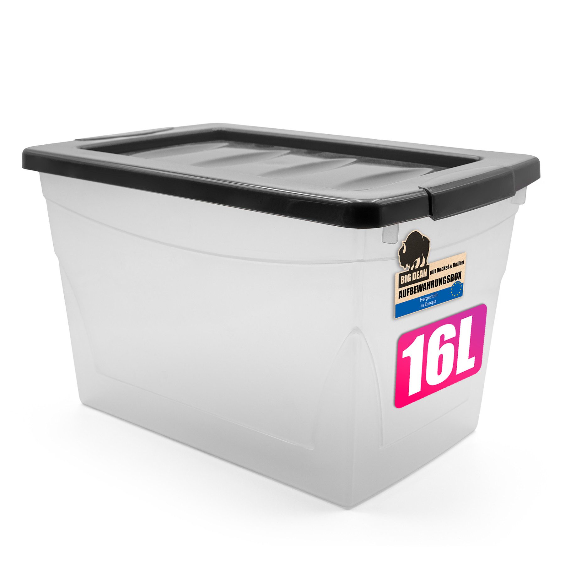 BigDean Aufbewahrungsbox 16 L Aufbewahrungsbox mit Deckel Budget Line Plastikbox mit Deckel (Set, 1 St., Aufbewahrungsbox mit Deckel), BPA-Frei, Praxisnahes Durchdachtes Design, Langlebig