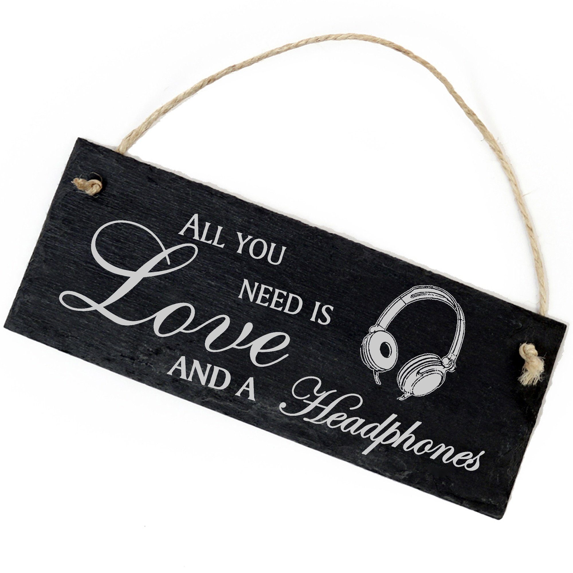 Dekolando Hängedekoration Kopfhörer 22x8cm All you need is Love and a Headphones