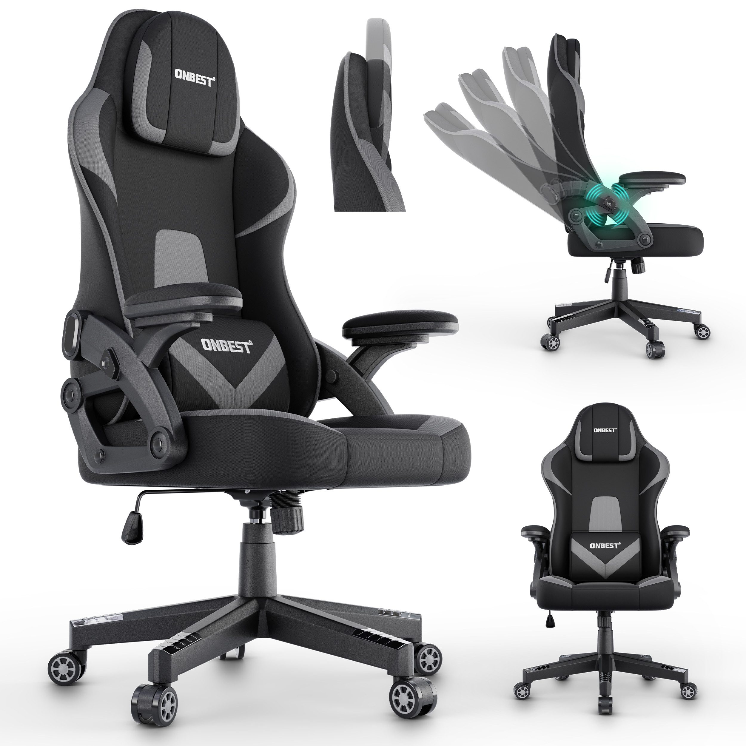 Onbest Gaming-Stuhl ergonomisch mit Lordosenkissen bis günstig online kaufen