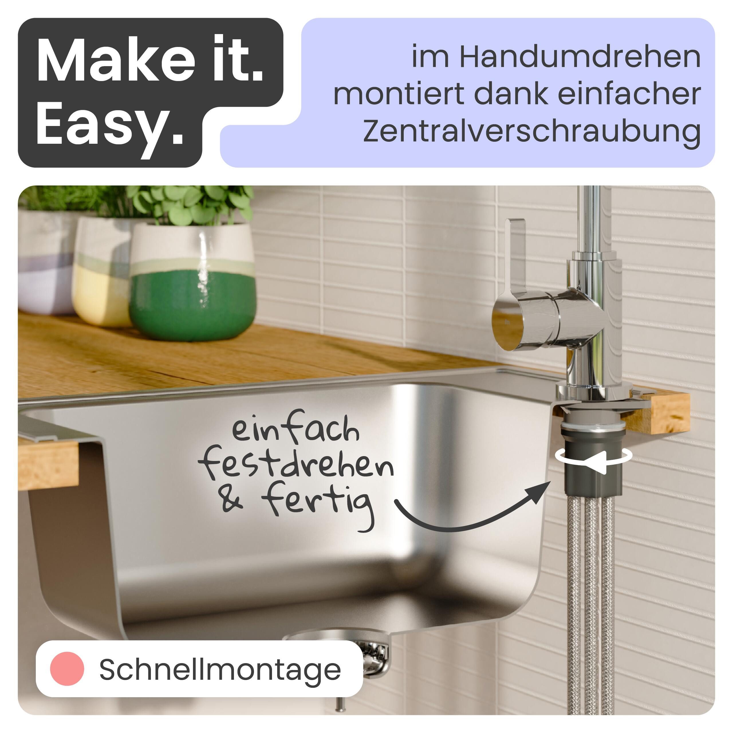 instmaier Spültischarmatur Leona 360° schwenkbar, Niederdruckarmatur, Chrom-Finishing – Bild 4 von 5