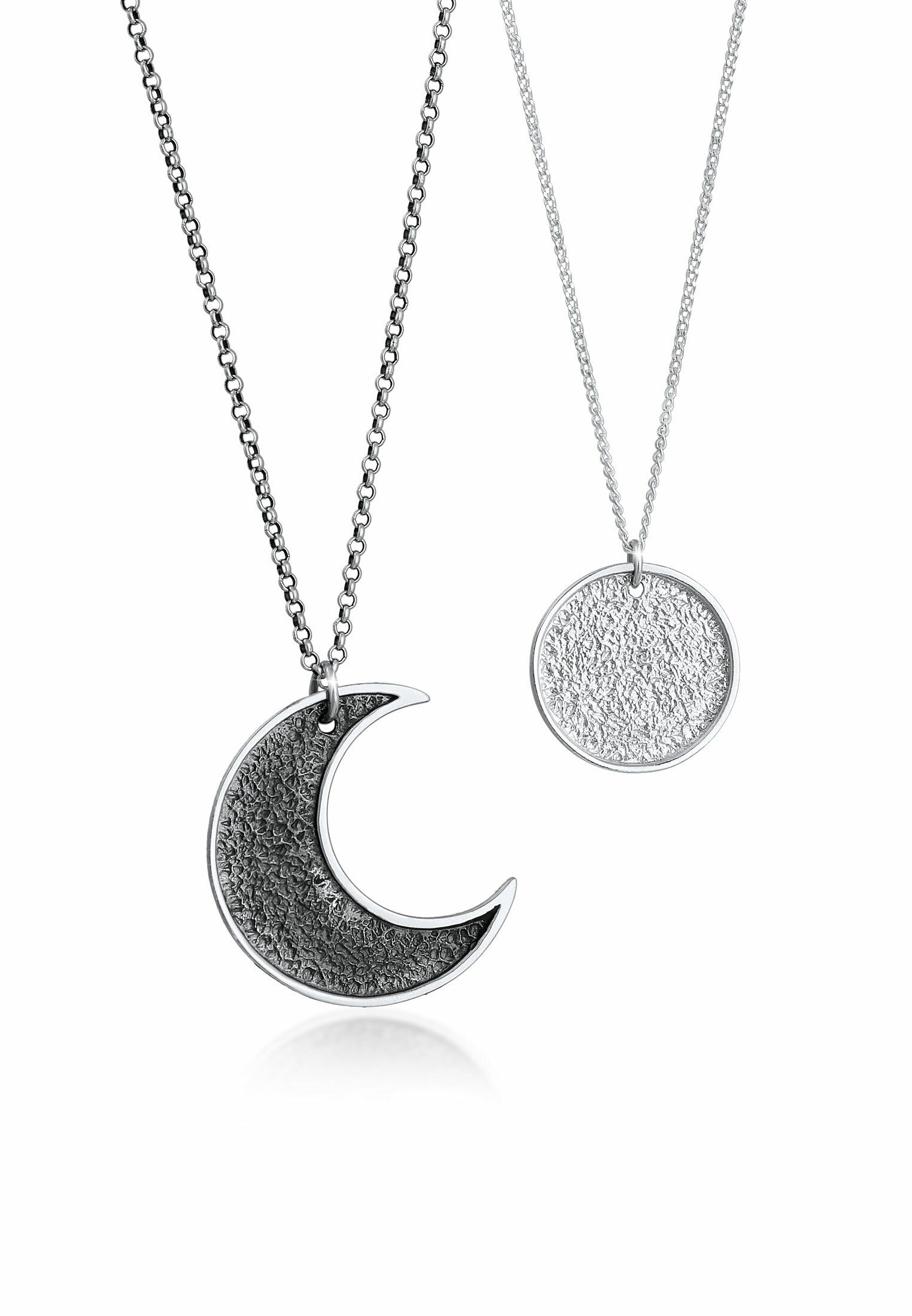 Ketten-Set Partnerkette Halbmond Sonne Plättchen 925 Silber