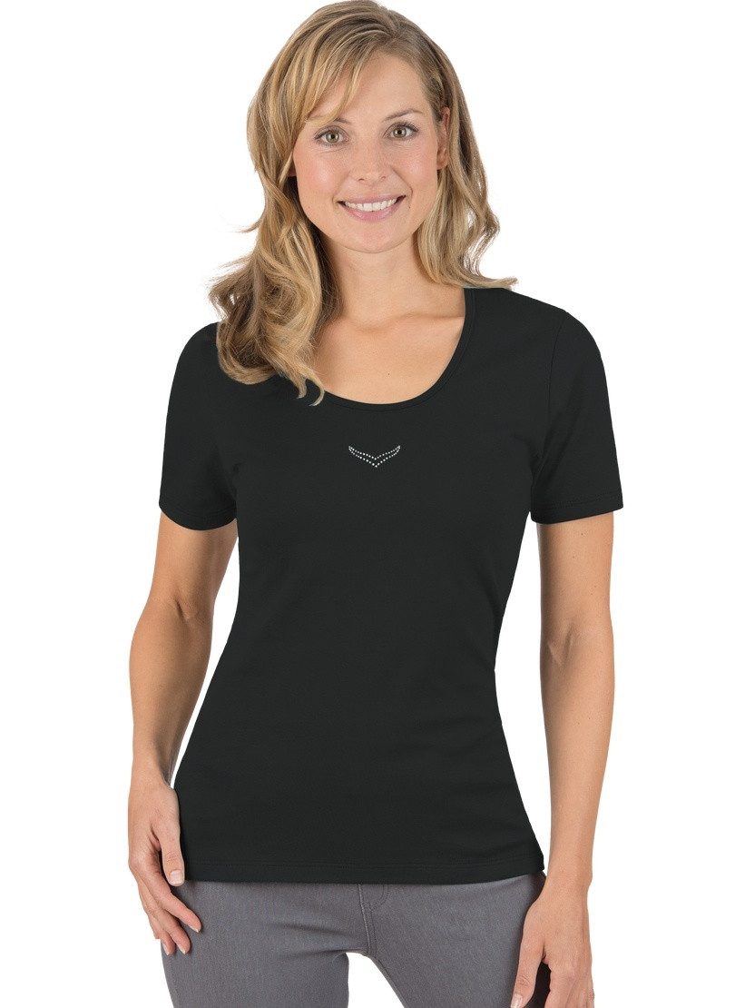 Trigema T-Shirt TRIGEMA T-Shirt mit Kristallsteinen (1-tlg)