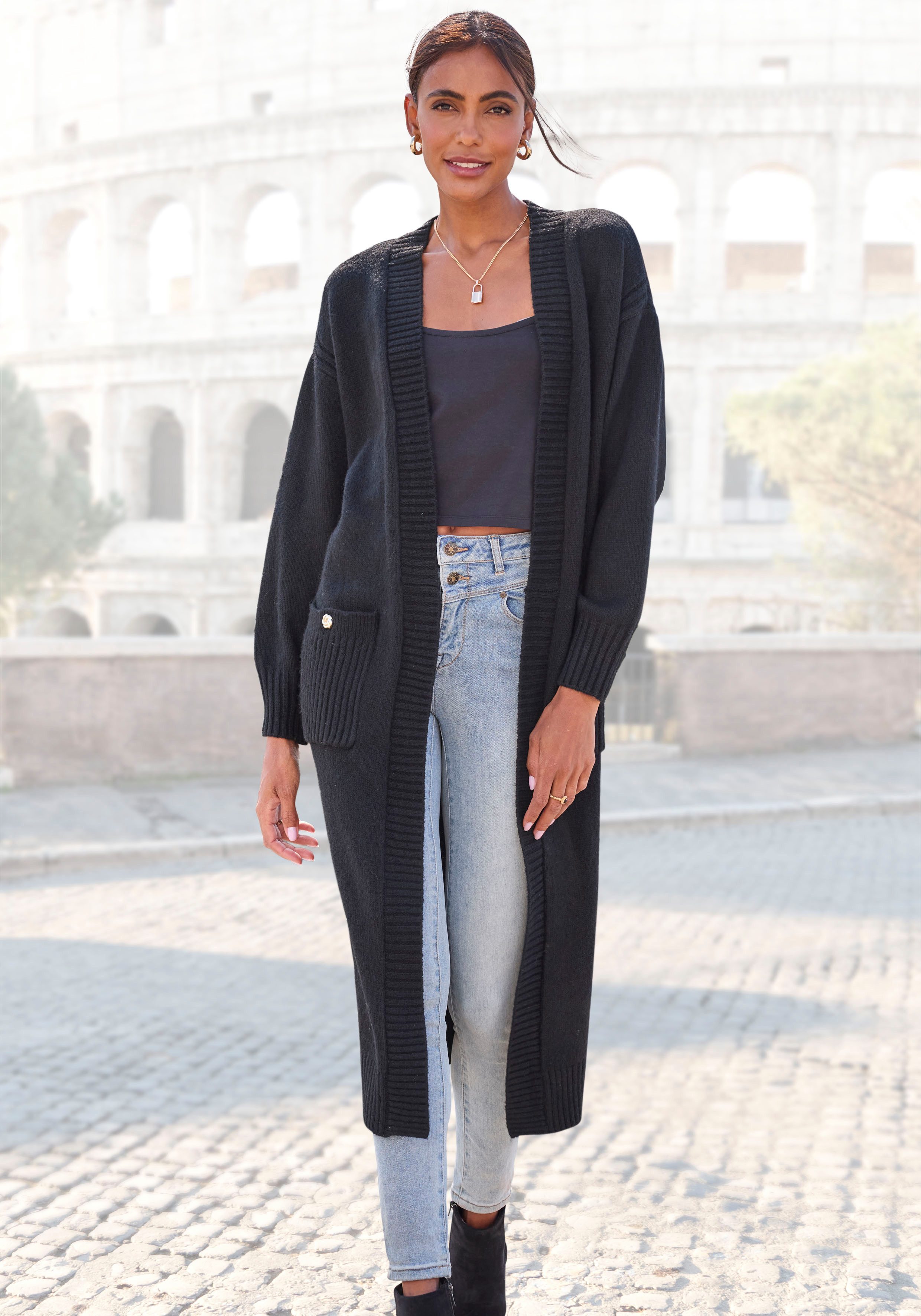 LASCANA Longstrickjacke aus kuscheligem Strick günstig online kaufen