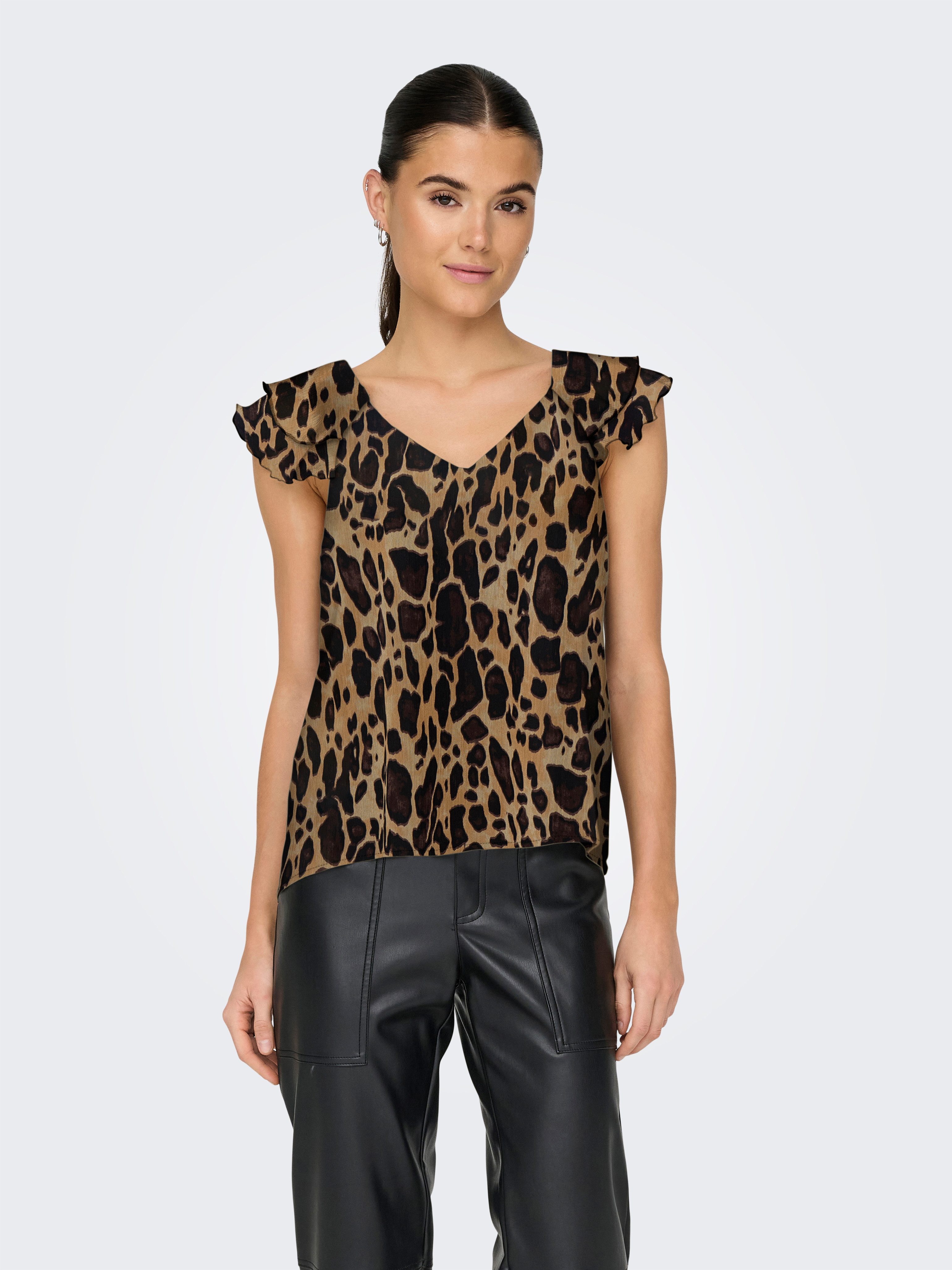 ONLY Blusenshirt ONLASTA LIFE CAPSLEEVE V-NECK TOP PTM günstig online kaufen