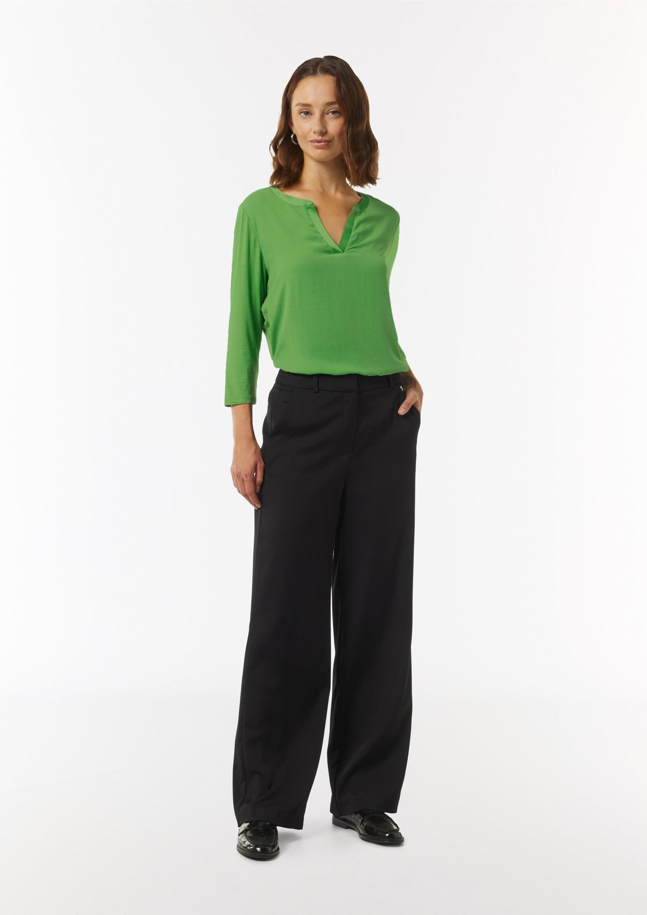 comma 3/4-Arm-Shirt T-Shirt Longsleeve mit Tunika-Ausschnitt und Satinblende
