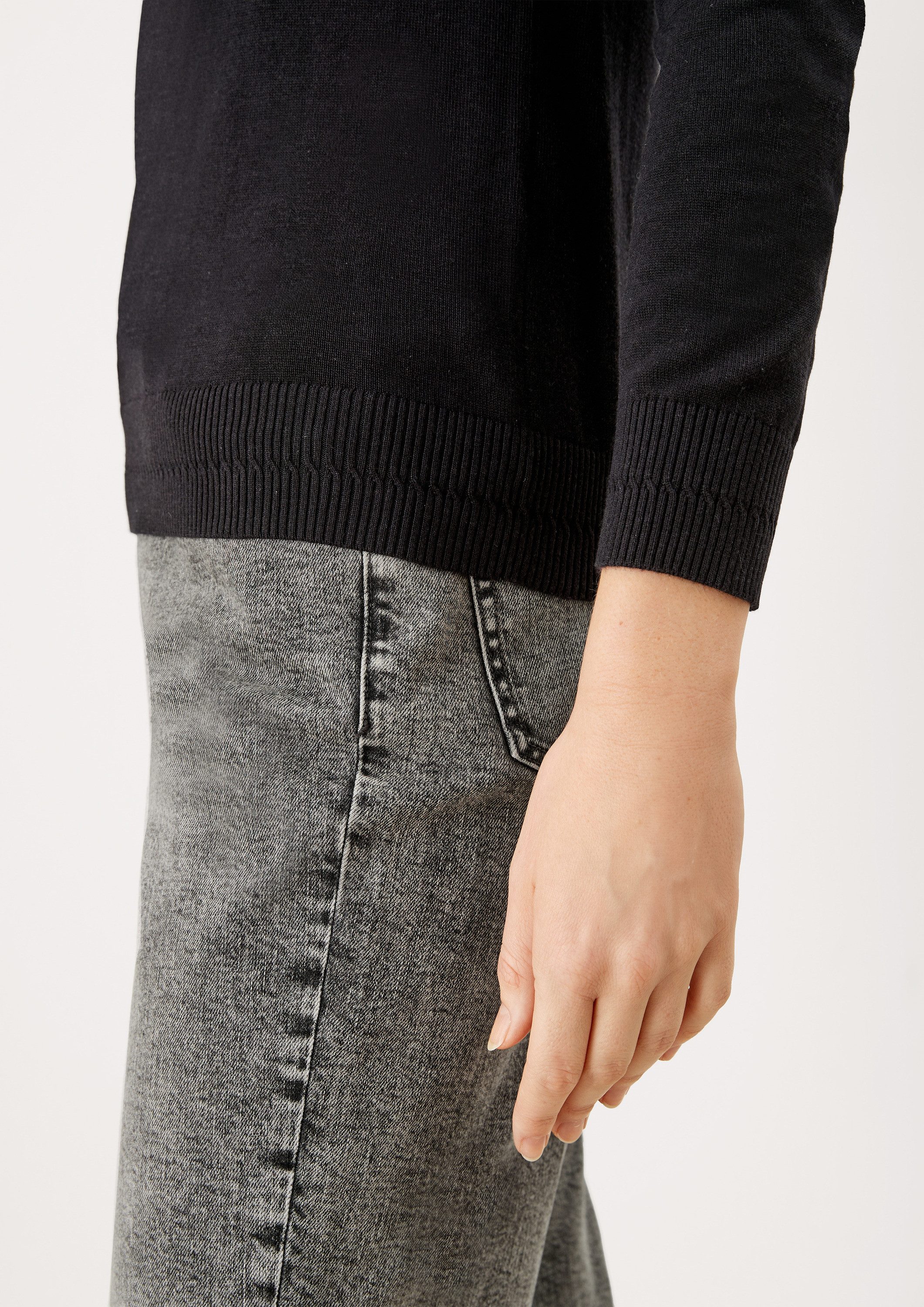 s.Oliver Longpullover Strickpullover Pullover mit U-Boot-Ausschnitt