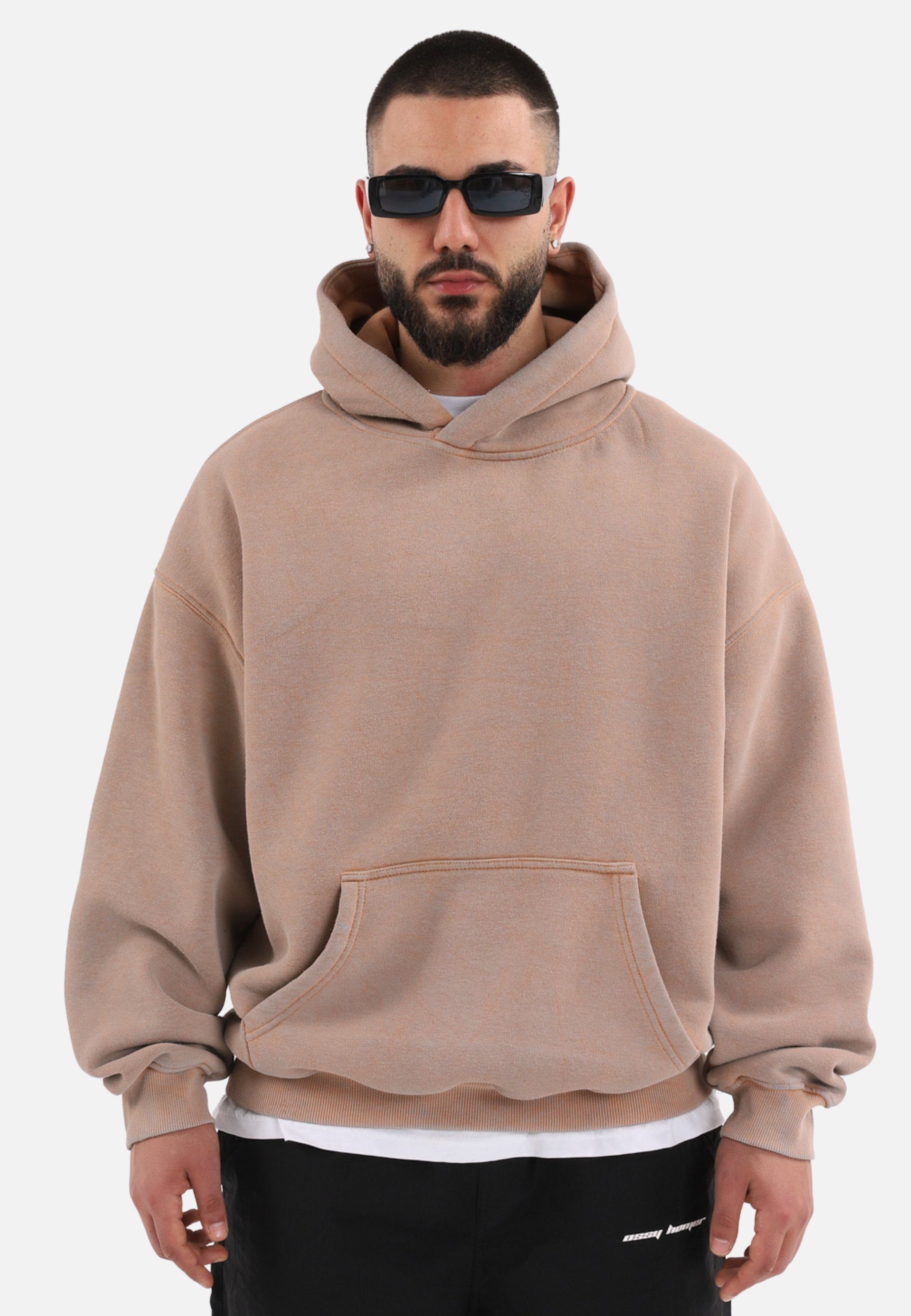 COFI Casuals Hoodie einfarbiger Washed Basic Oversized Hoodie, Premium Herren