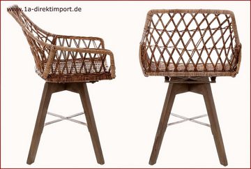 1a Direktimport Esszimmerstuhl Sessel mit Rattangeflecht - Rattanstühle mit Holzgestell - mediterran