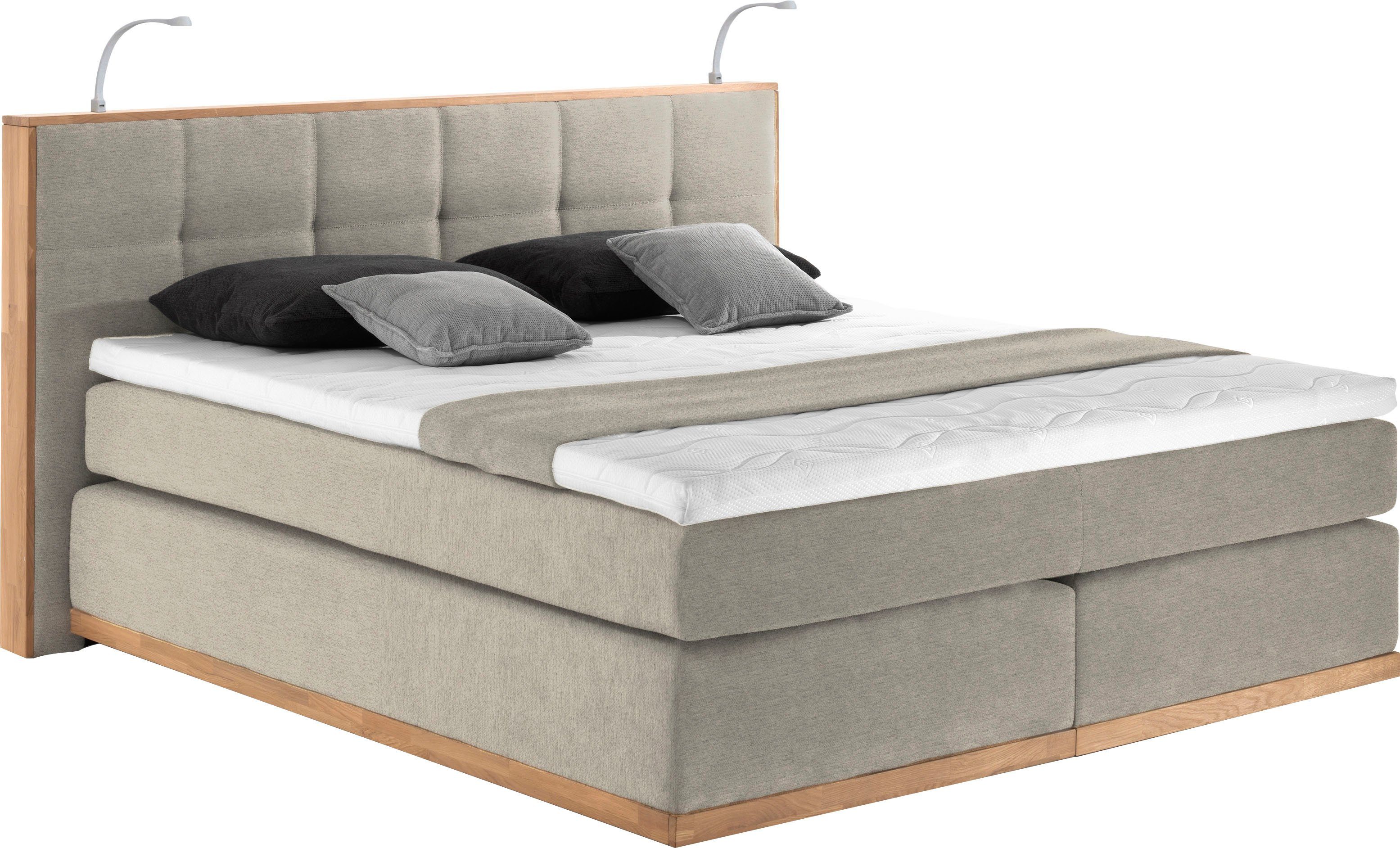 PLACES OF STYLE Boxspringbett "Vinton" aus Eiche, mit LED-Beleuchtung, vers günstig online kaufen