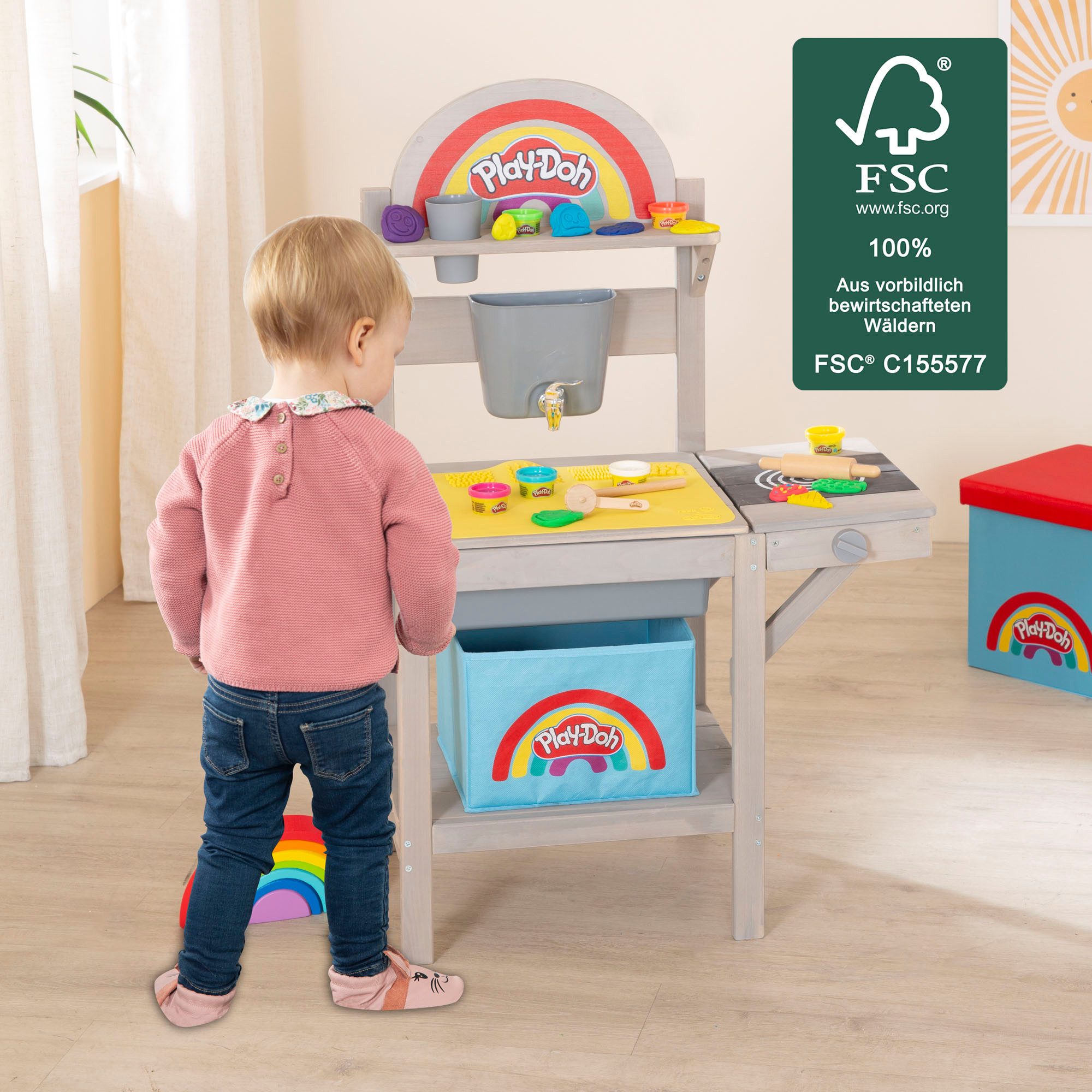 roba® Outdoor-Spielküche Play-Doh Holz, inkl. Knete, 3D-Kreativmatte; FSC® - schützt Wald