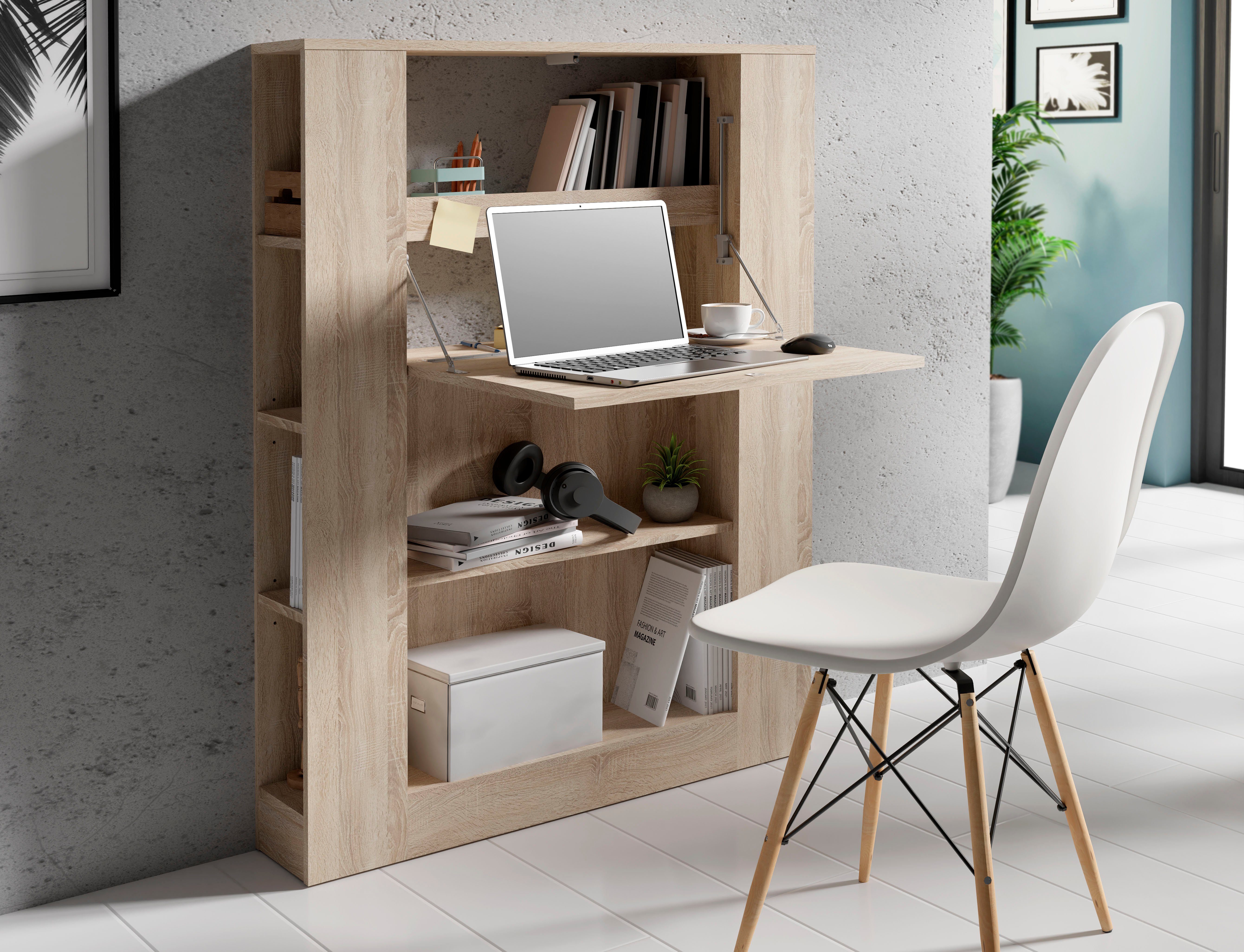 FORTE Regal-Schreibtisch Multifunktional, ideal für das Home Office, Breite  88,2 cm, Multifunktionsschrank mit Schreibtisch Funktion