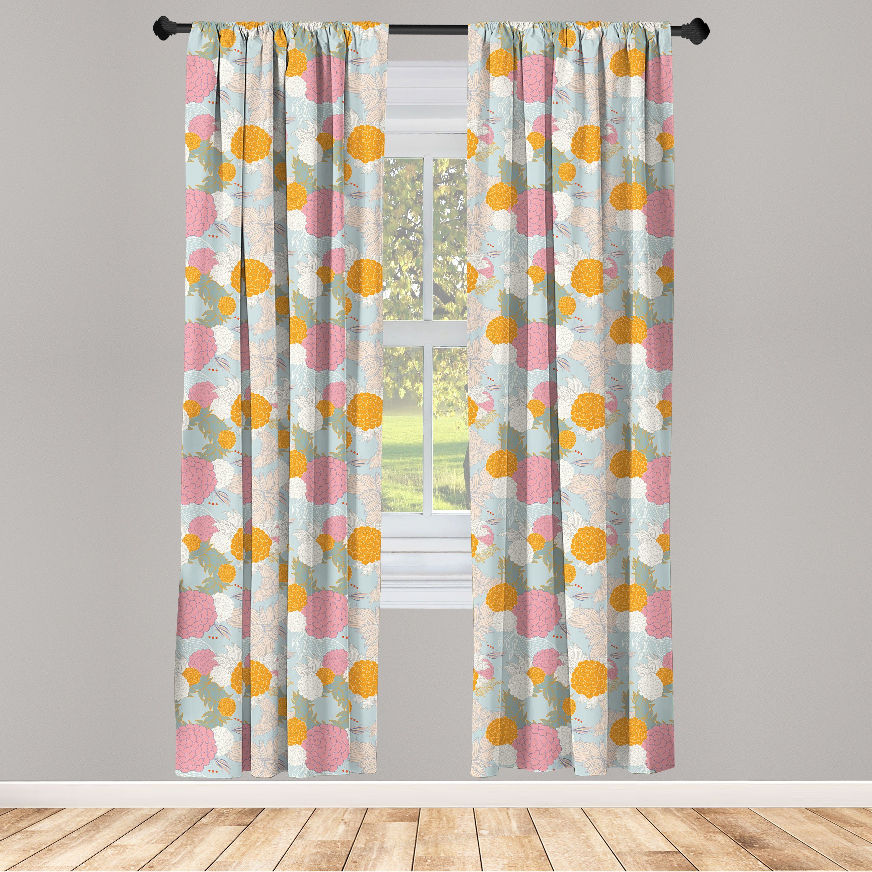Gardine Vorhang für Wohnzimmer Schlafzimmer Dekor, Abakuhaus, Microfaser, Blumen Pastelltöne Blumen