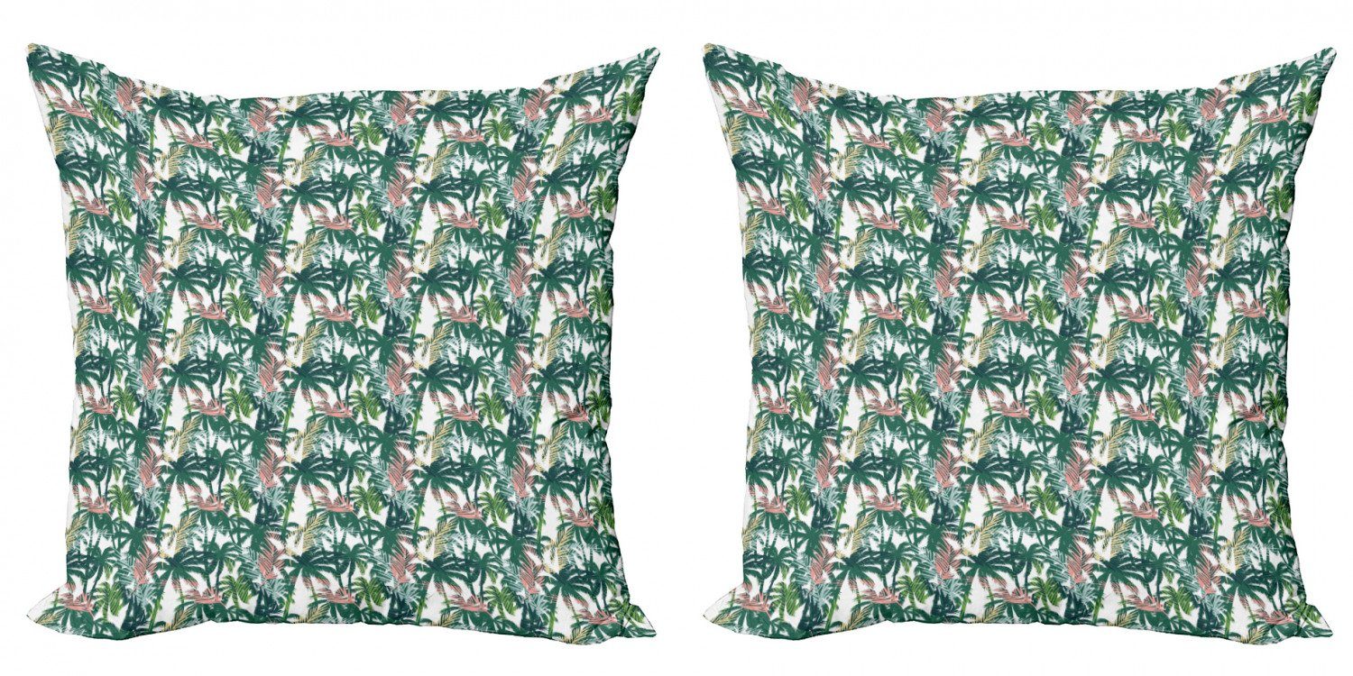 Kissenbezüge Modern Accent Doppelseitiger Digitaldruck, Abakuhaus (2 Stück), Palme Dreamy Dschungel-Laub