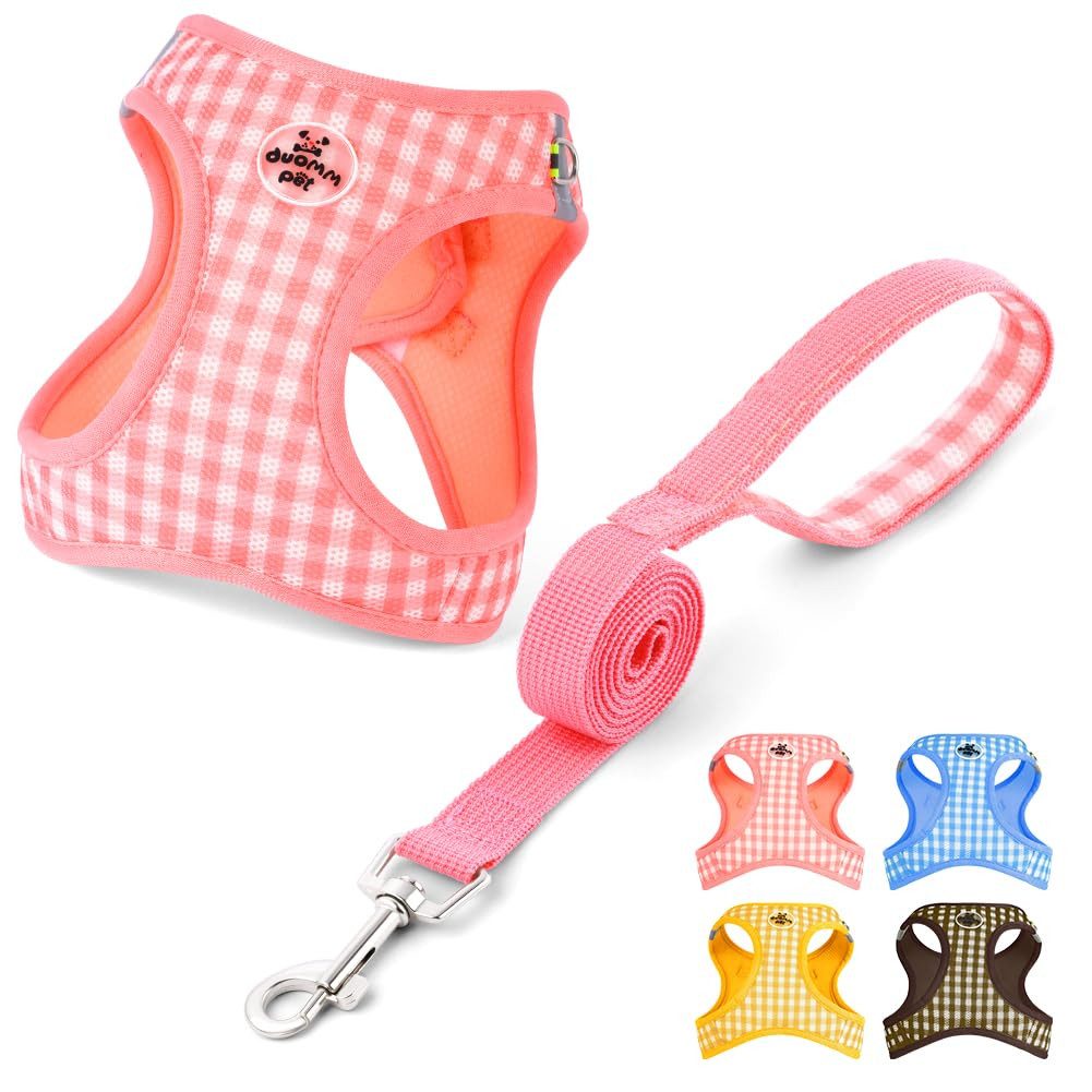 Ledander Hunde-Geschirr Hundegeschirr Leine Set für Hunde, Atmungsaktive Step-In Geschirr, aus Mesh mit gepolsterter Weste Anti Zug Reflektierend Verstellbar