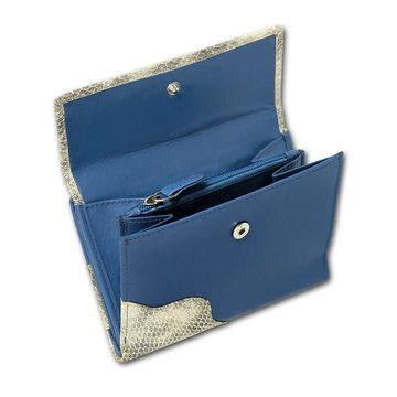 DrachenLeder Geldbörse DrachenLeder Börse Brieftasche blau (Portemonnaie, Portemonnaie), Damen, Jugend Portemonnaie Echtleder Größe ca. 10cm, blau, grau, Schla