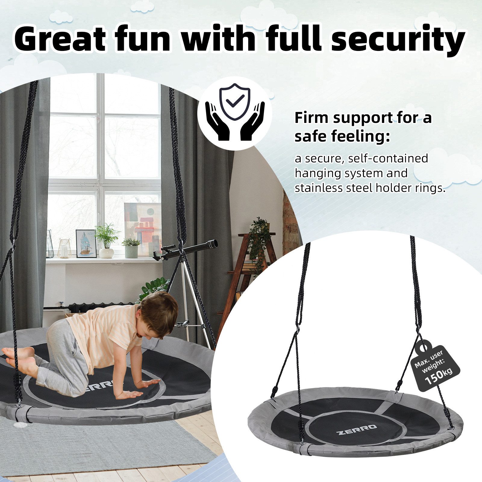 CCLIFE Nestschaukel ZERRO Nestschaukel Outdoor & Indoor für Kinder und Erwachsene