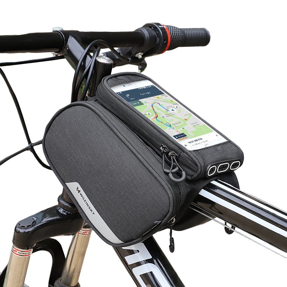 Wozinsky Fahrradtasche Wozinsky Fahrradtasche Wasserdicht Gepäcktasche Radtasche Handyhalterung für Smartphone max 6,5 Zoll 1,5L Volumen black