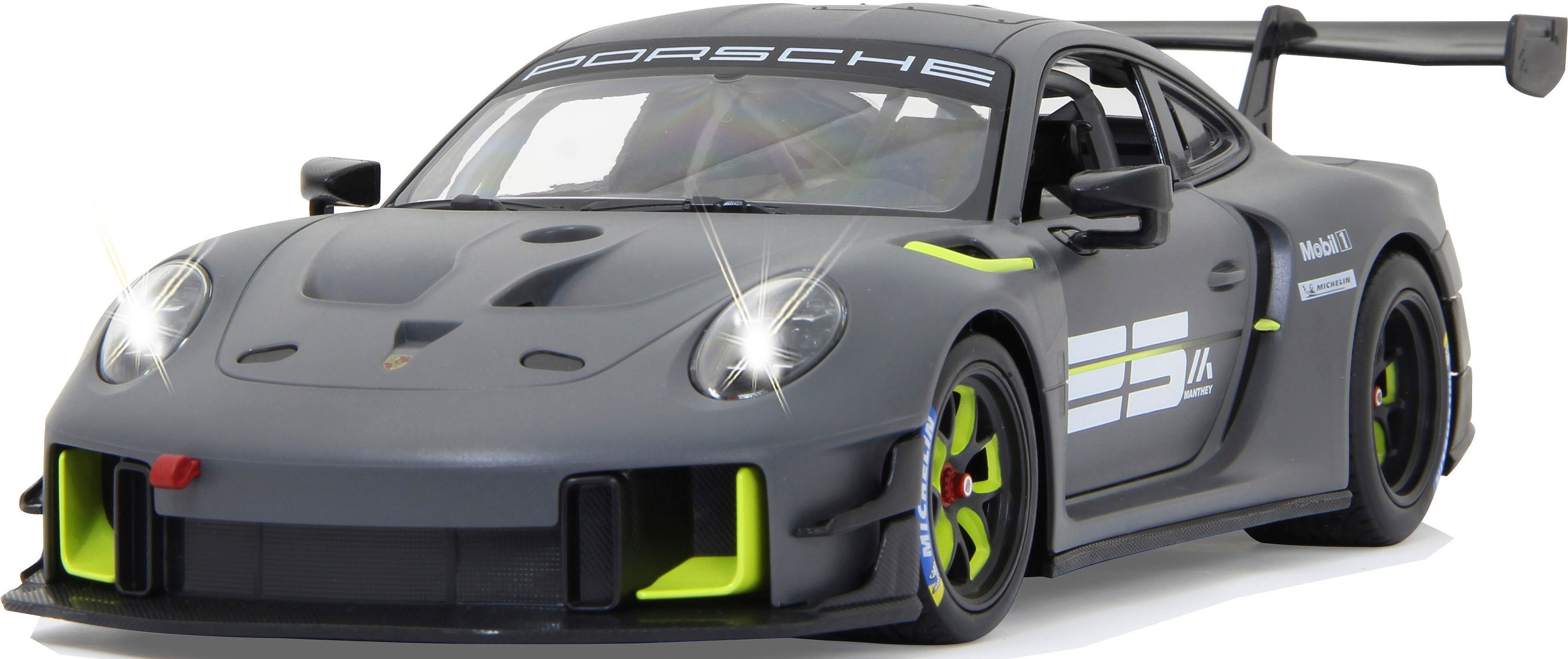Jamara RC Car Deluxe Cars, Porsche 911 GT2 RS Clubsport 25 1:14, grey - 2.4 GHz, with LED lights