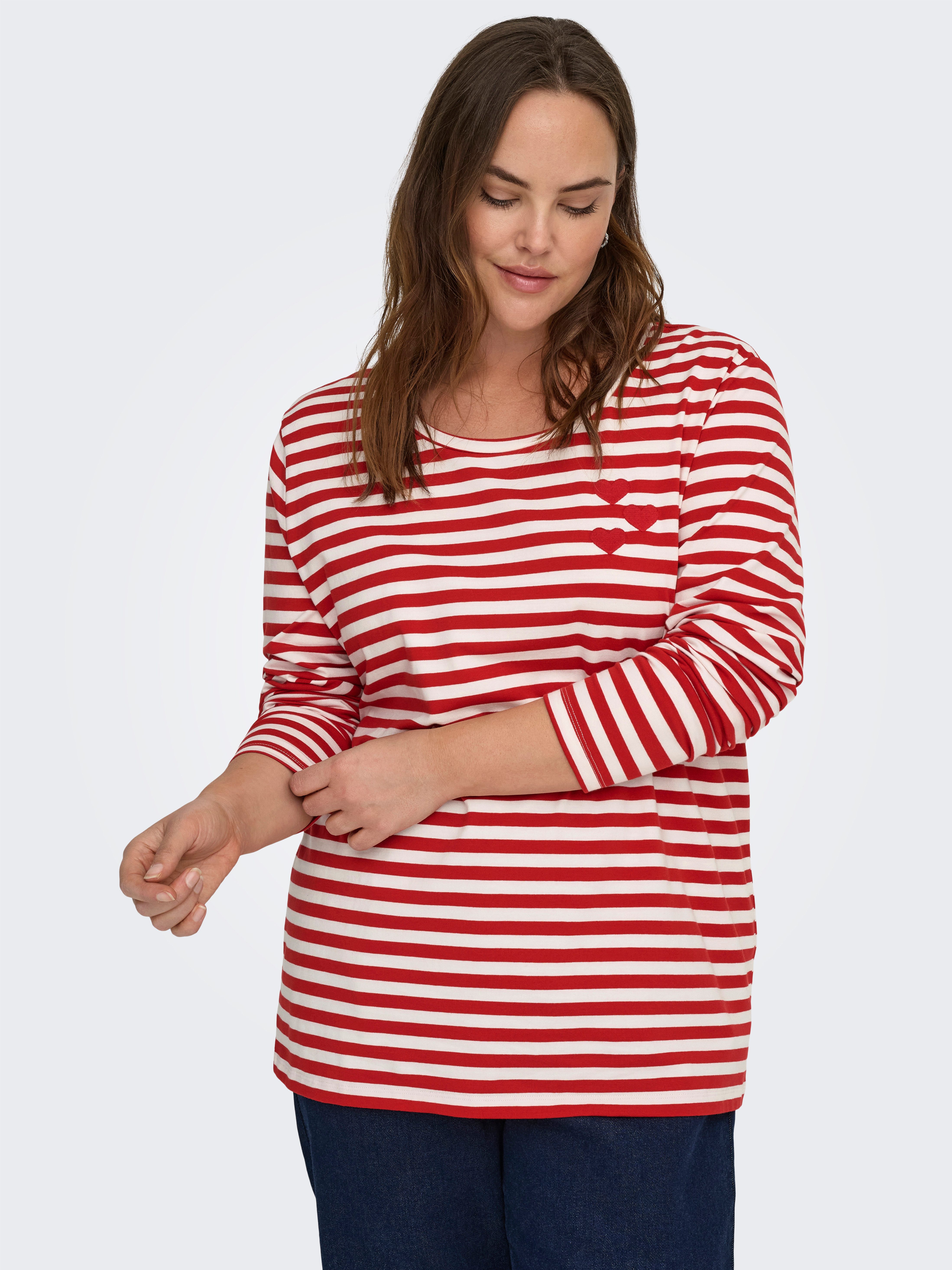 ONLY CARMAKOMA Langarmshirt CARBODIL L/S O-NECK BLOUSE JRS Materialmix, regular fit