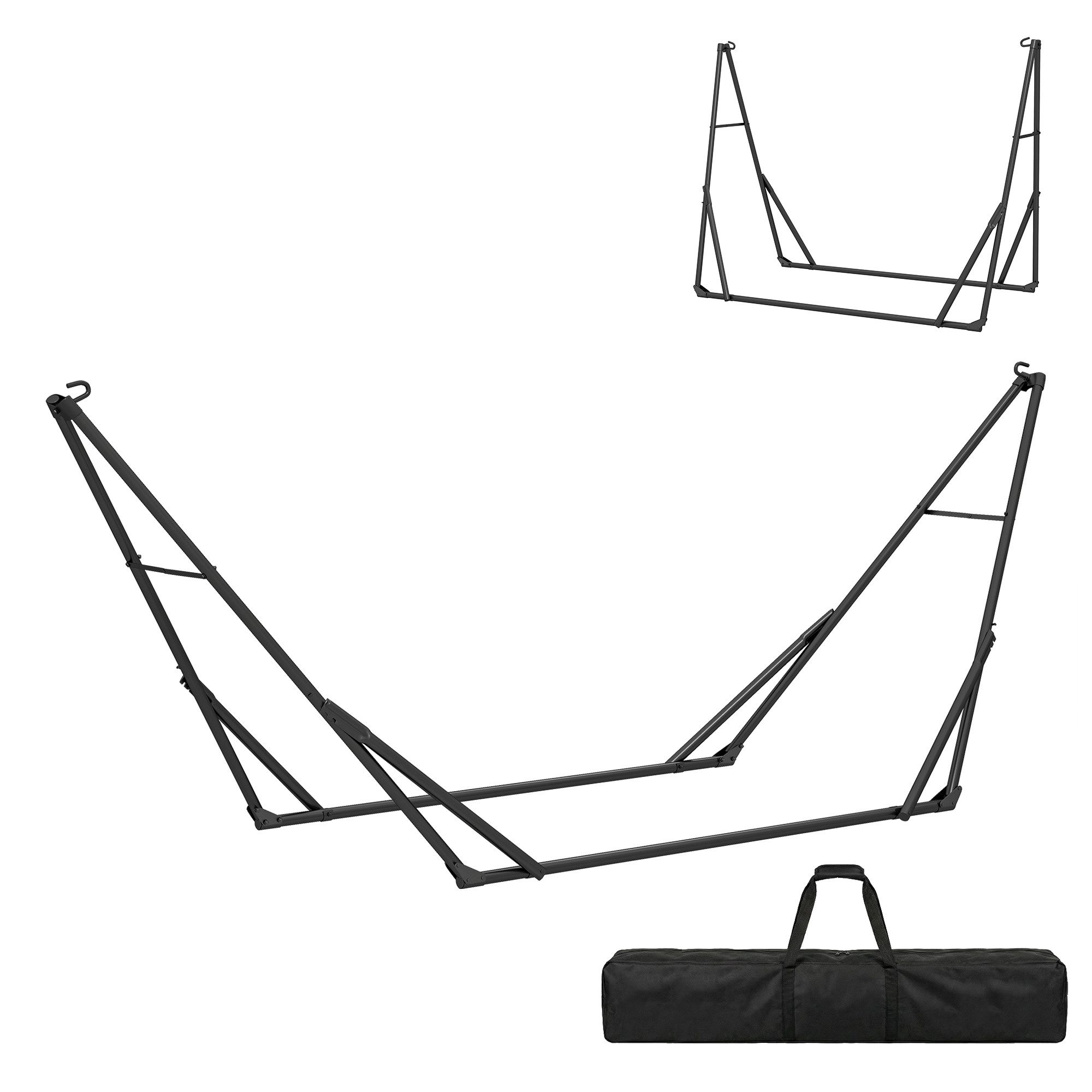 Outsunny Hängemattengestell für Hängematte mit Tragetasche, Garten Strand, (verstellbar klappbar Hängemattenständer, 1-St., tragbar Hängematte Gestell), Stahl 290 x 78 x 100 cm bis 120 kg Schwarz